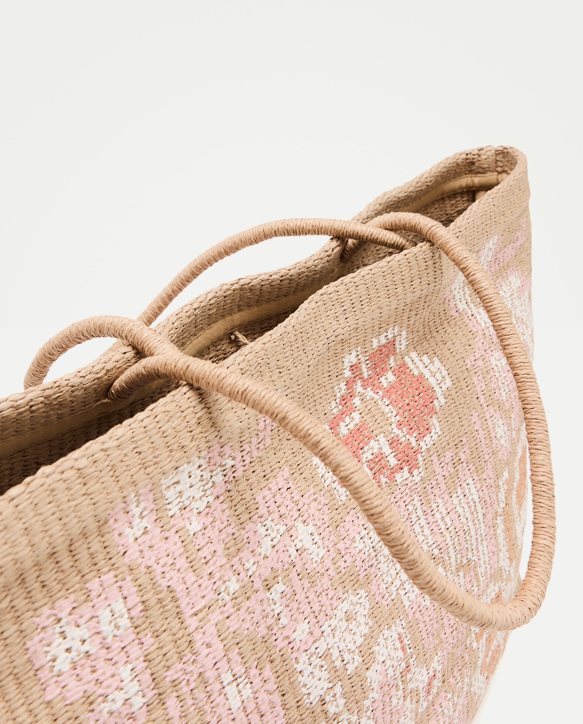 Imagen 5 de Bolso maxi efecto rafia con flores - Tintoretto - Beige Beige