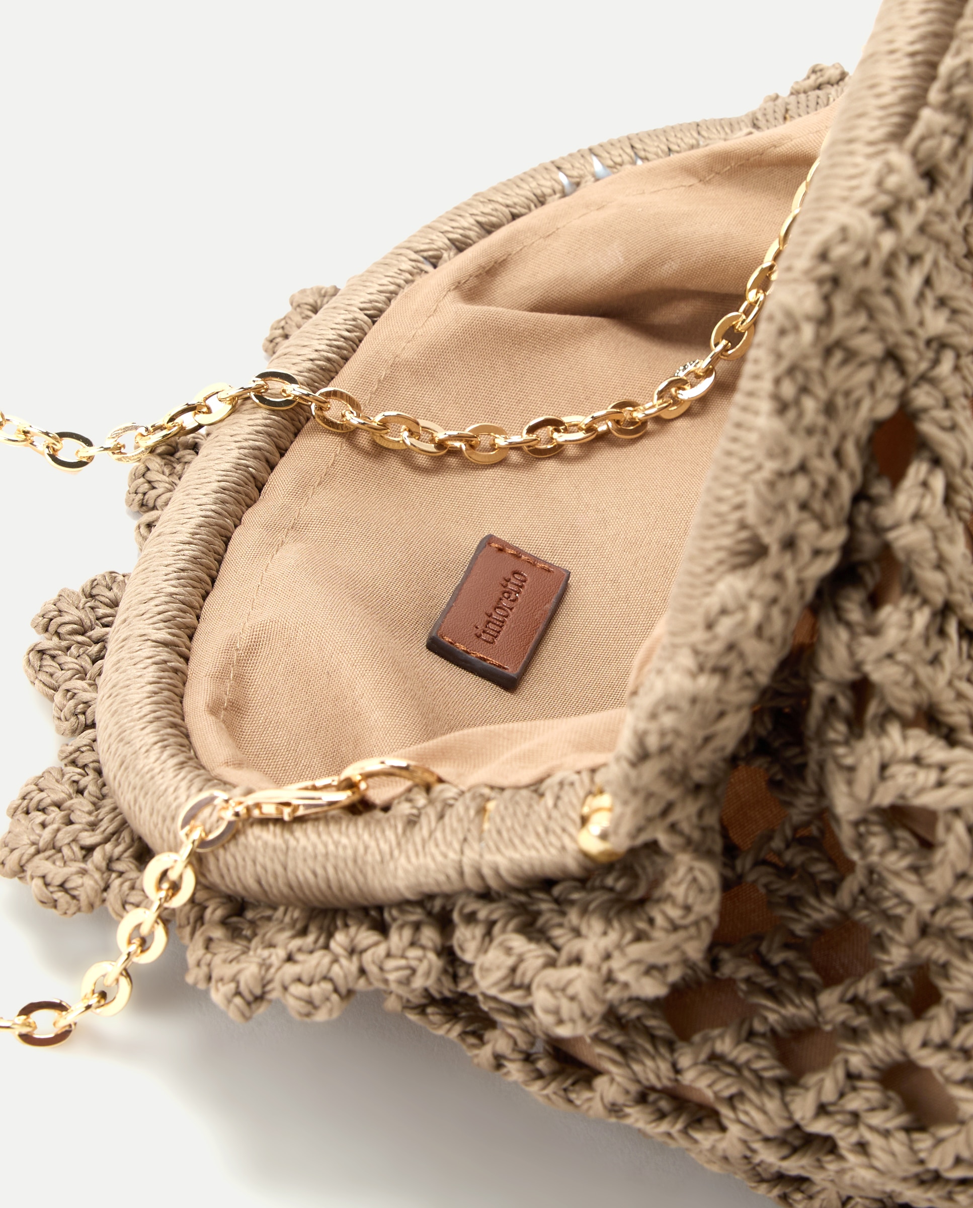 Bolso de crochet con cadena - Tintoretto - Visón claro Visón claro-3
