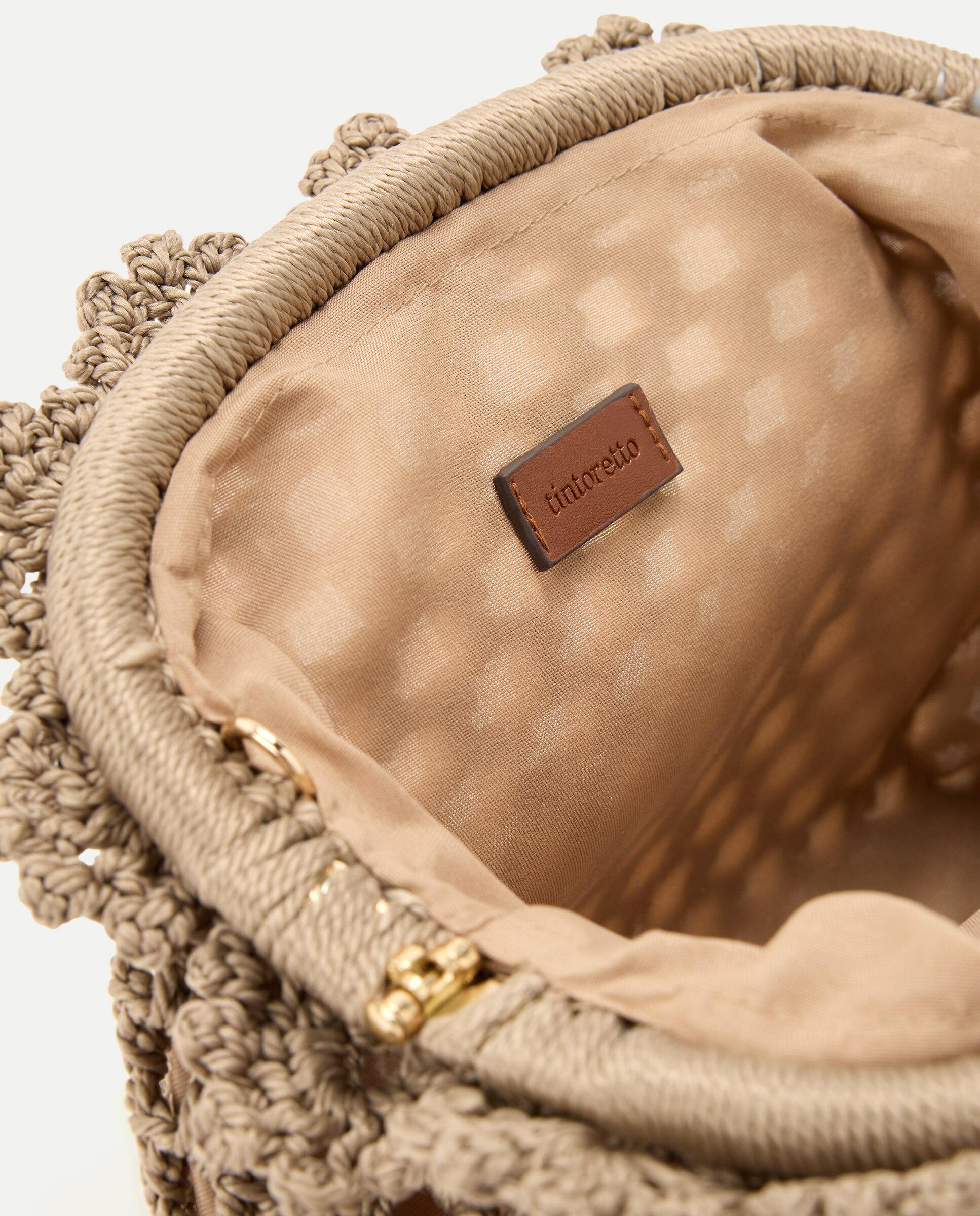 Bolso de crochet con cadena - Tintoretto - Visón claro Visón claro-5