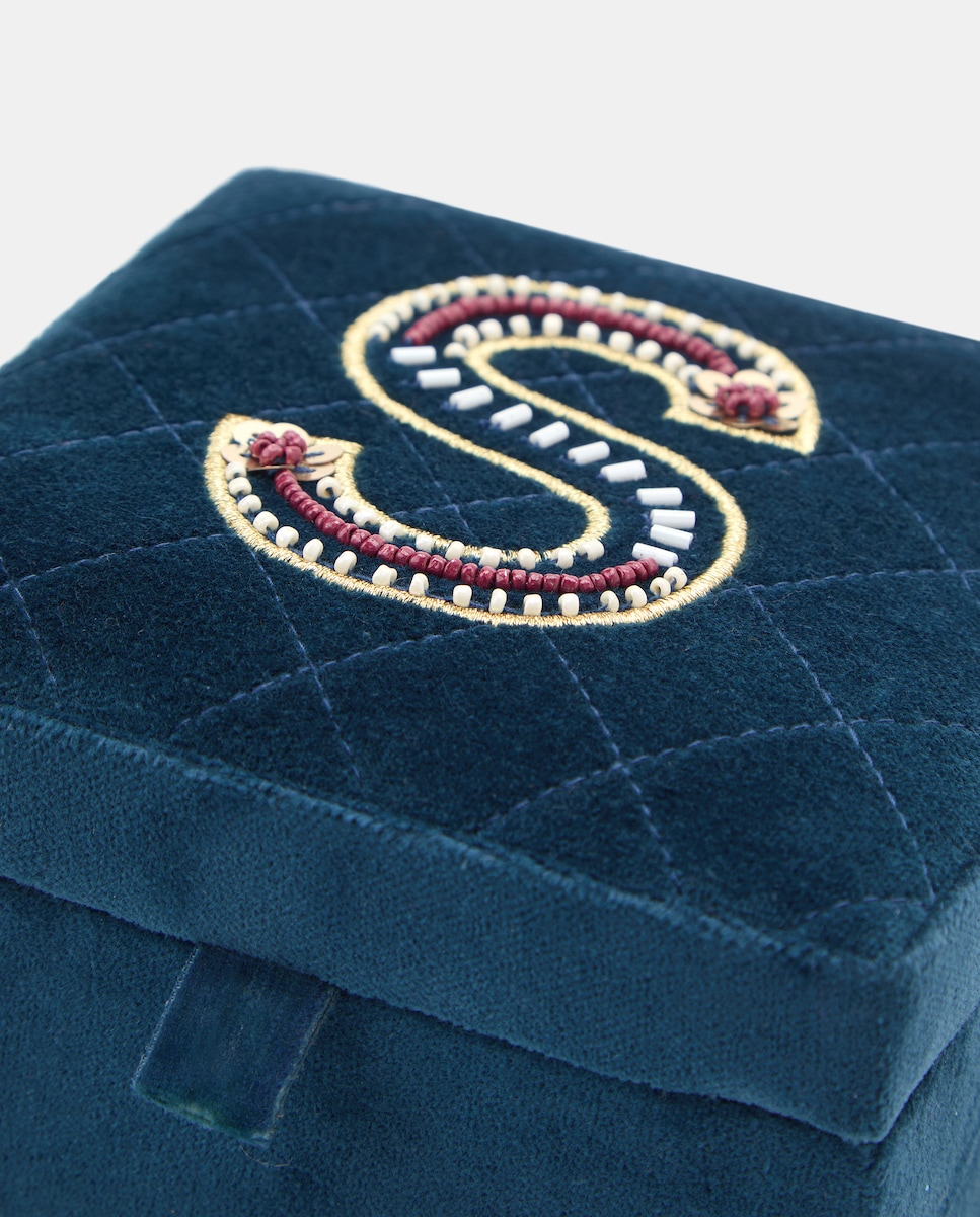 Guarda-Joias com Bordado da Letra S 400 Azul-3