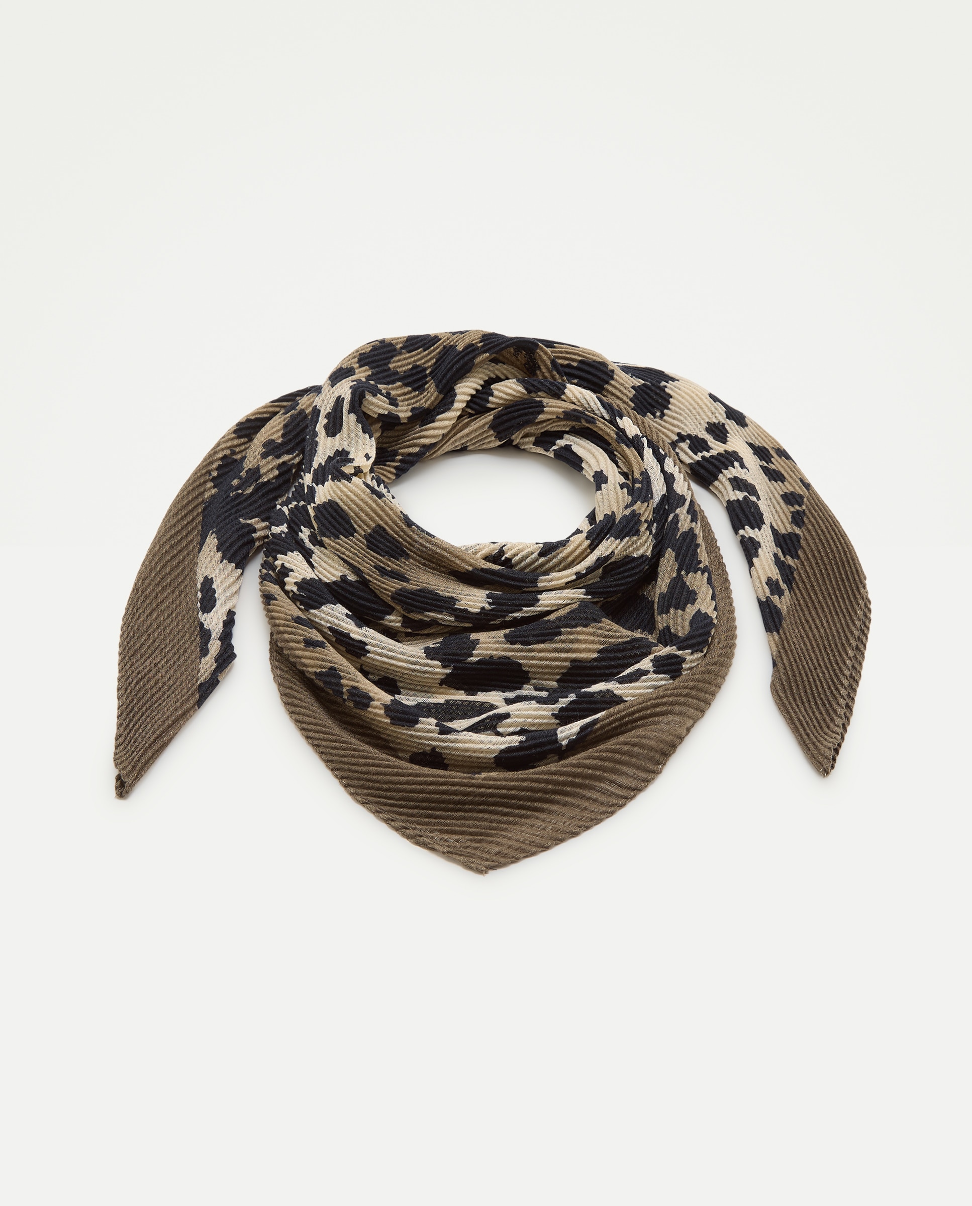 Echarpe plisado con estampado animal - Tintoretto - Negro Negro-1