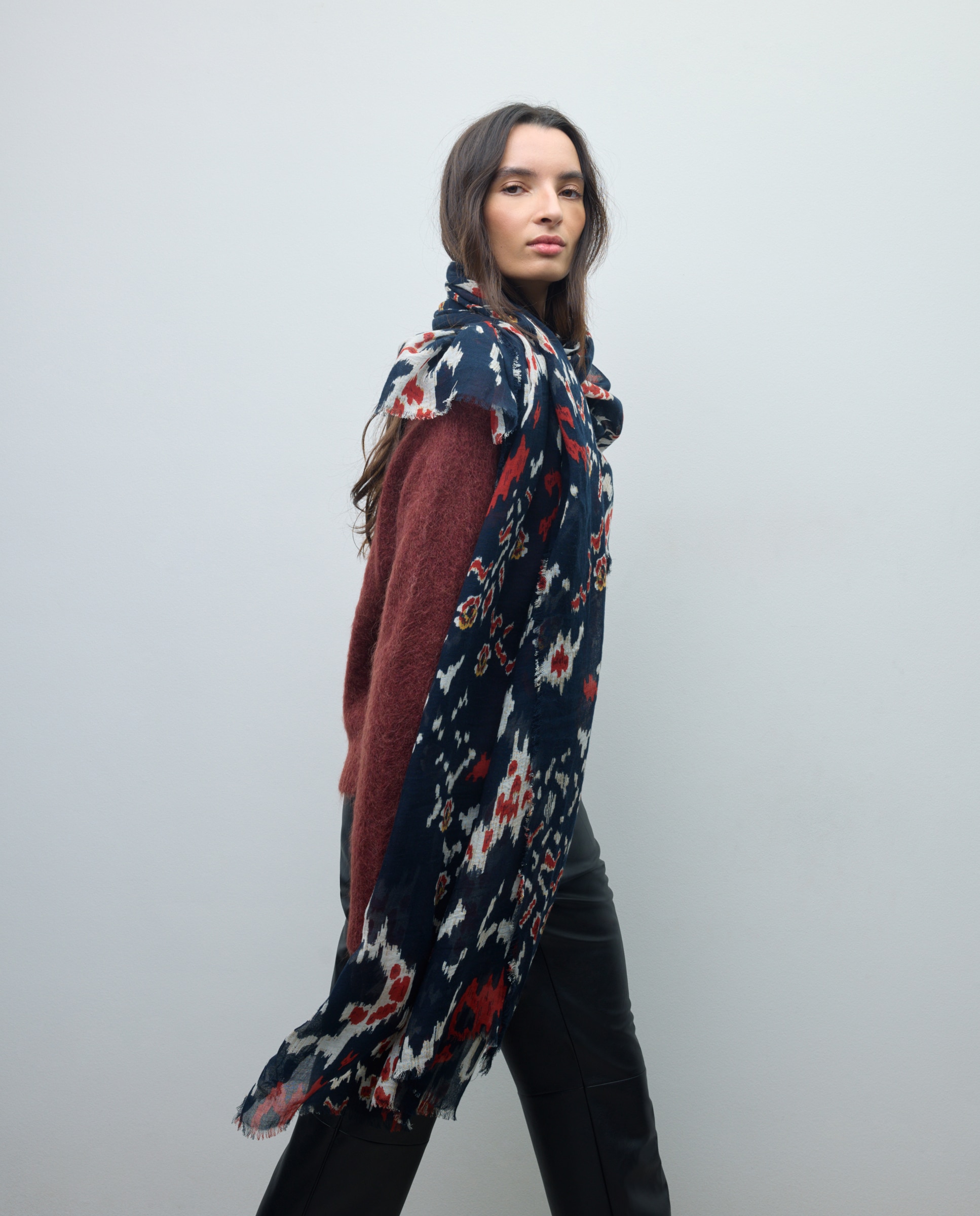 Écharpe com Estampado de Mancha Azul-marinho-5