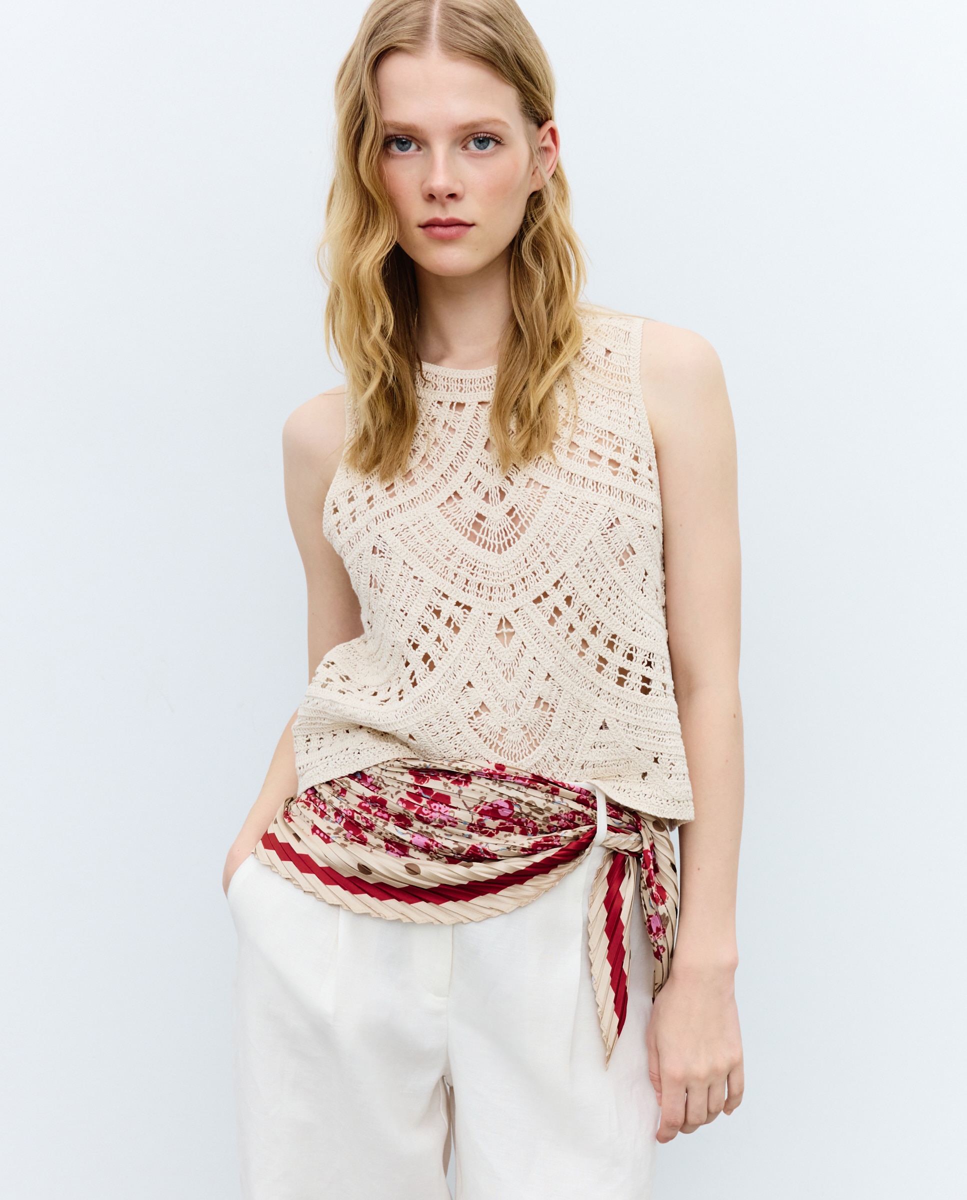 Lenço de Pescoço com Plissado 600 Vermelho-4