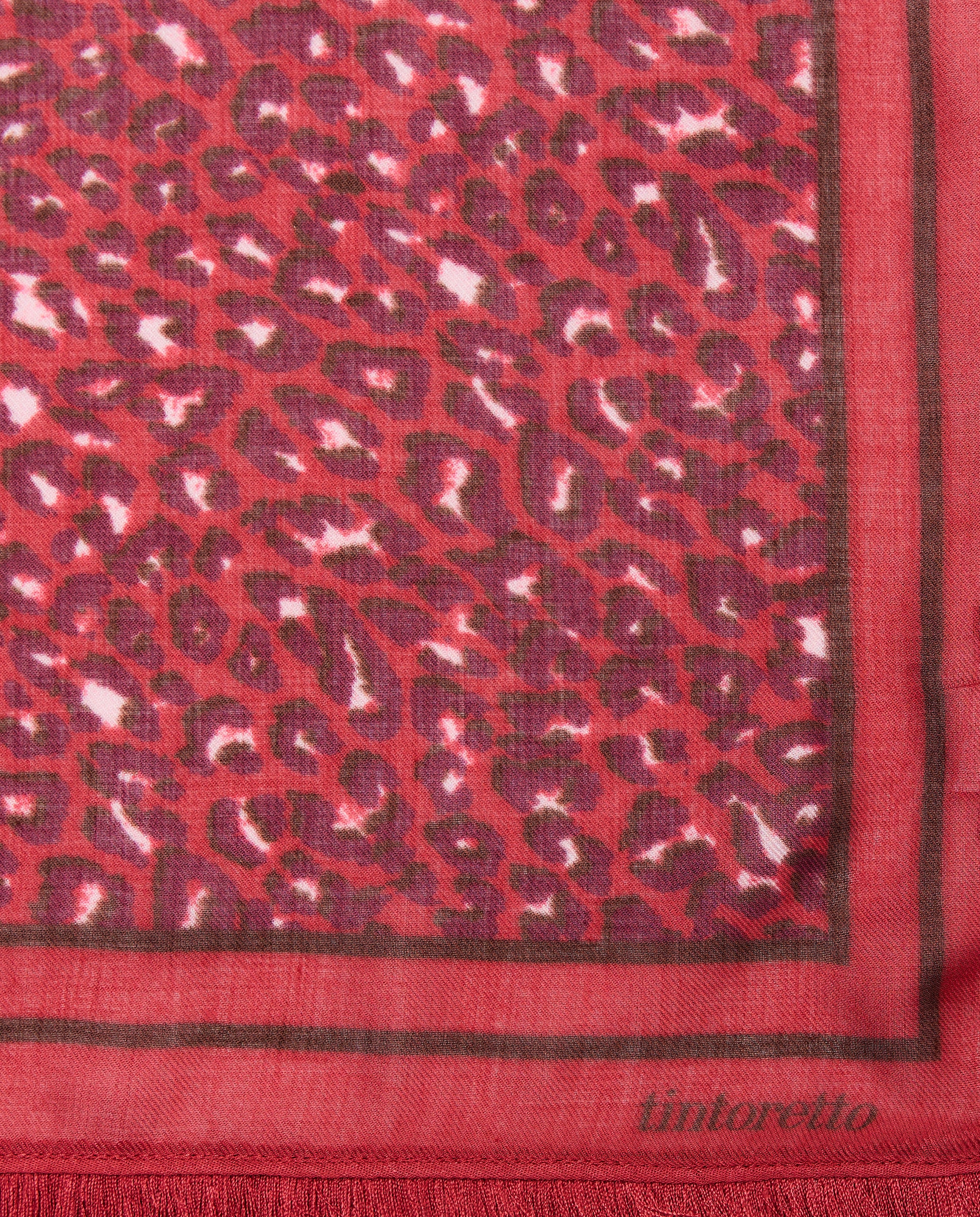 Lenço Estampado com Franjas 600 Vermelho-4