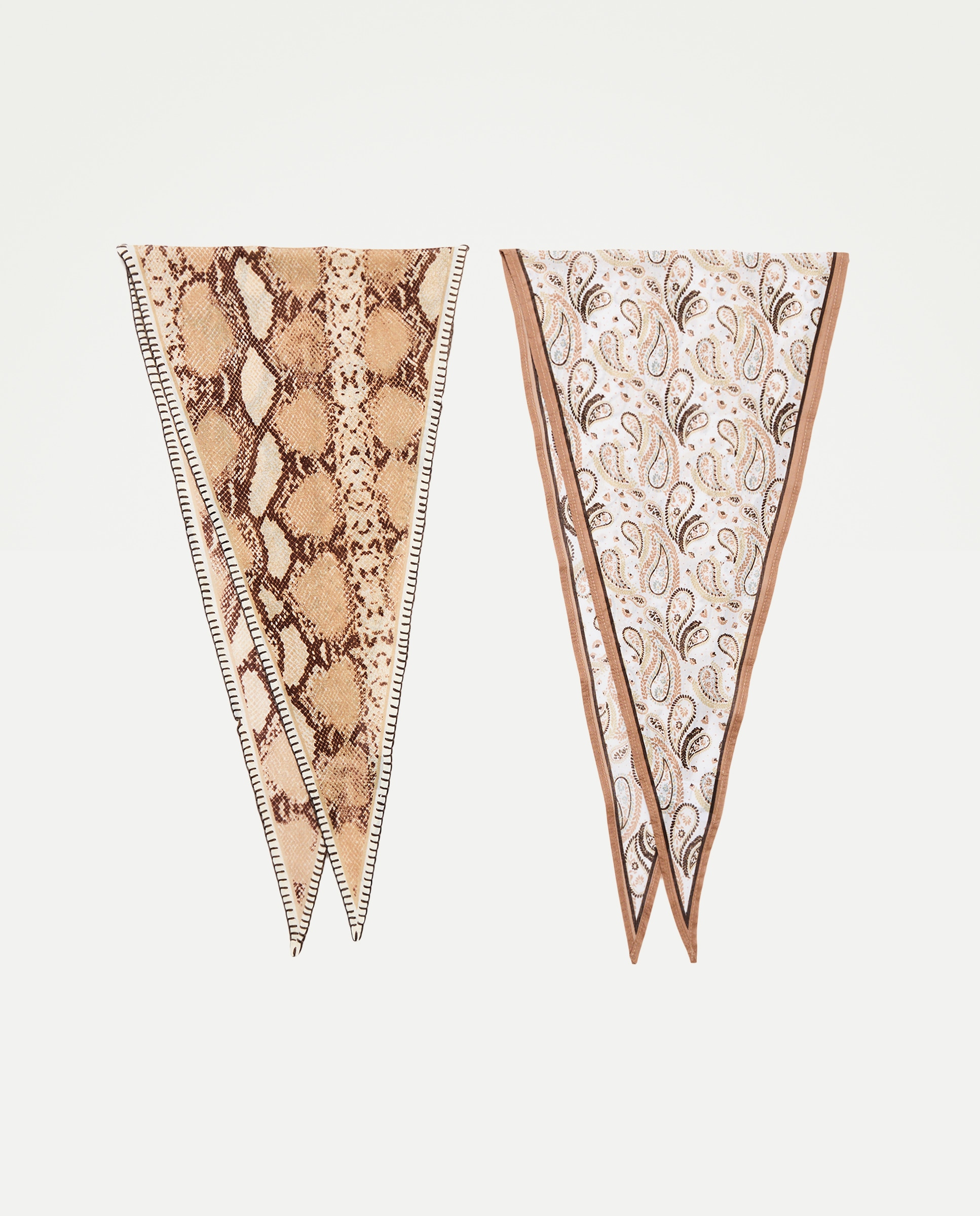 Conjunto de Lenços com Estampado Paisley e Snake 730 Camel-2