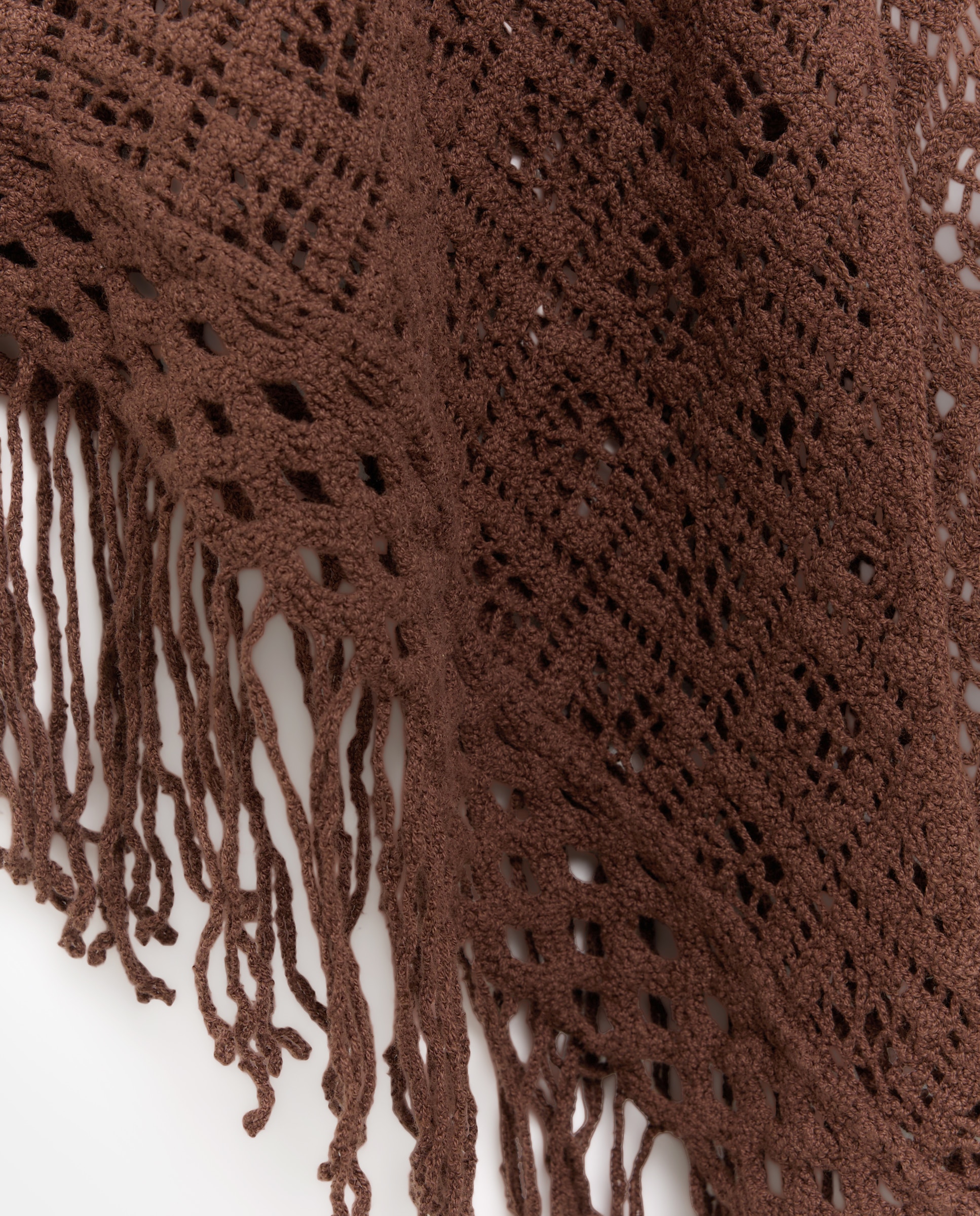 Lenço de Crochet com Franjas Chocolate-3