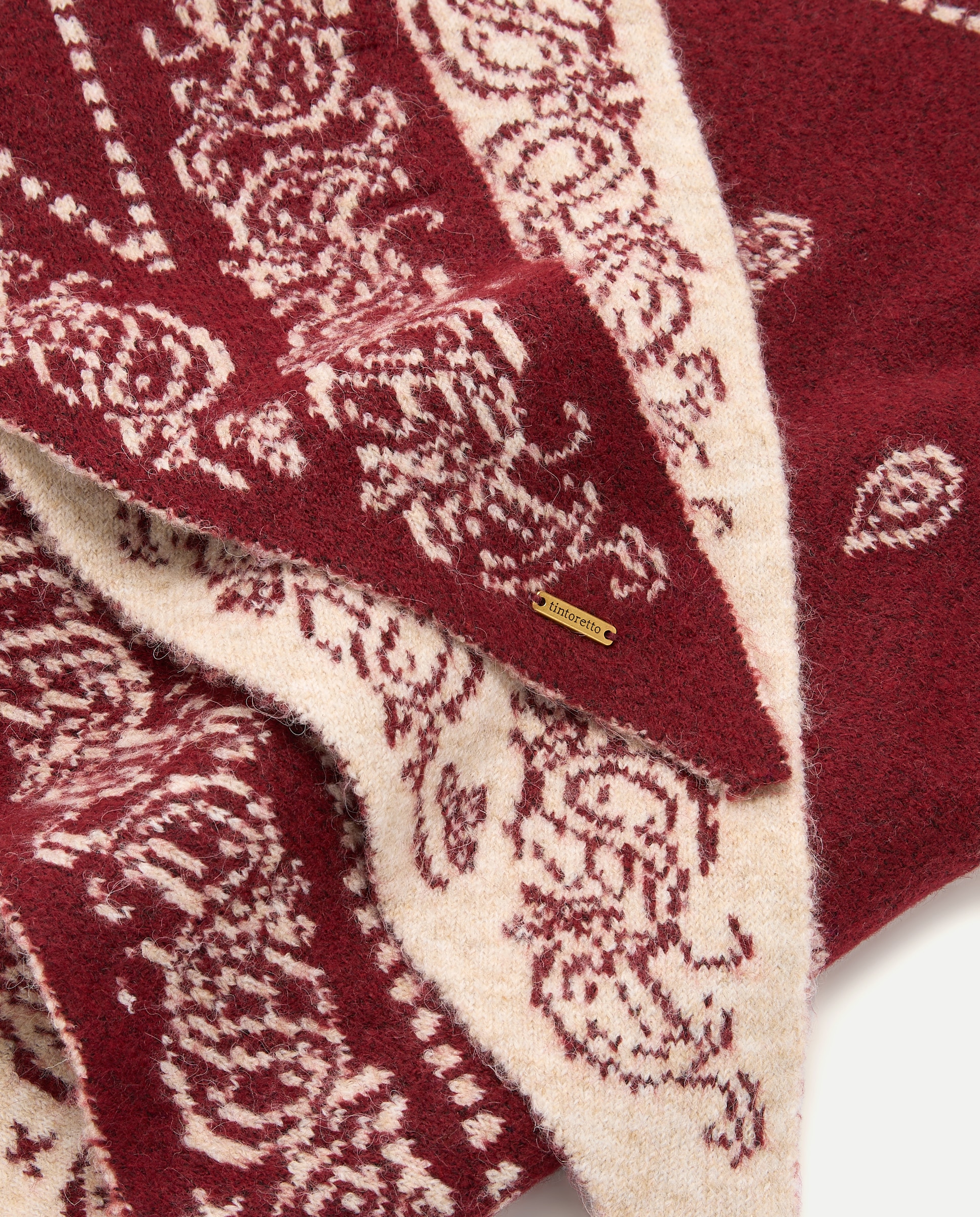 Xaile Médio com Jacquard Paisley Bordeaux-3