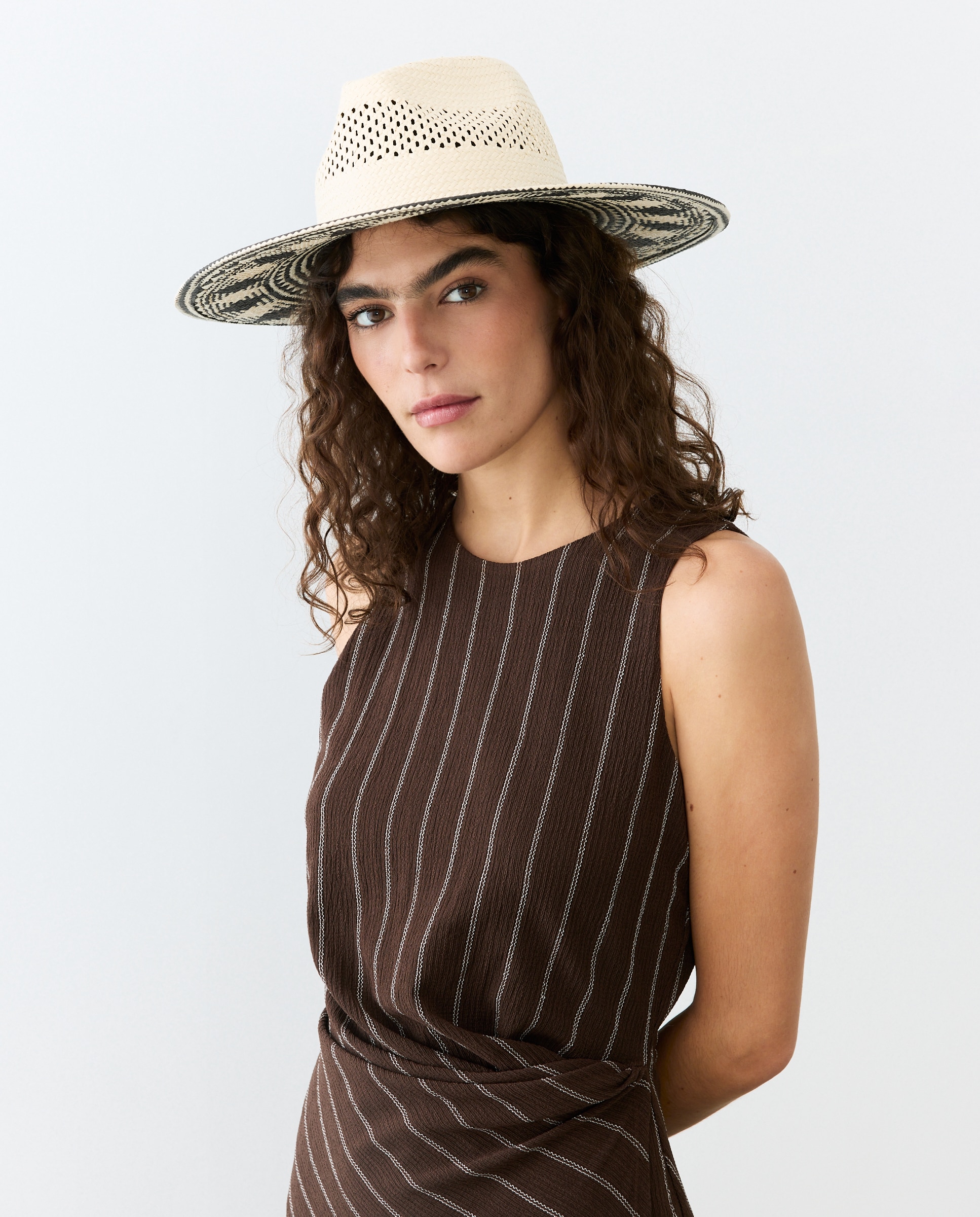 Sombrero bicolor geométrico - Tintoretto - Negro Negro-3