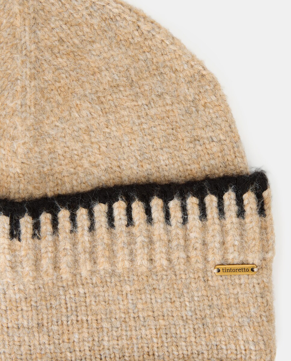 Conjunto de Cachecol e Gorro em Contraste 730 Camel-4