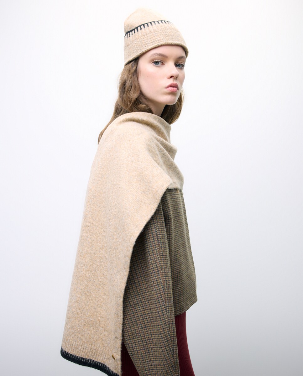 Conjunto de Cachecol e Gorro em Contraste 730 Camel-5
