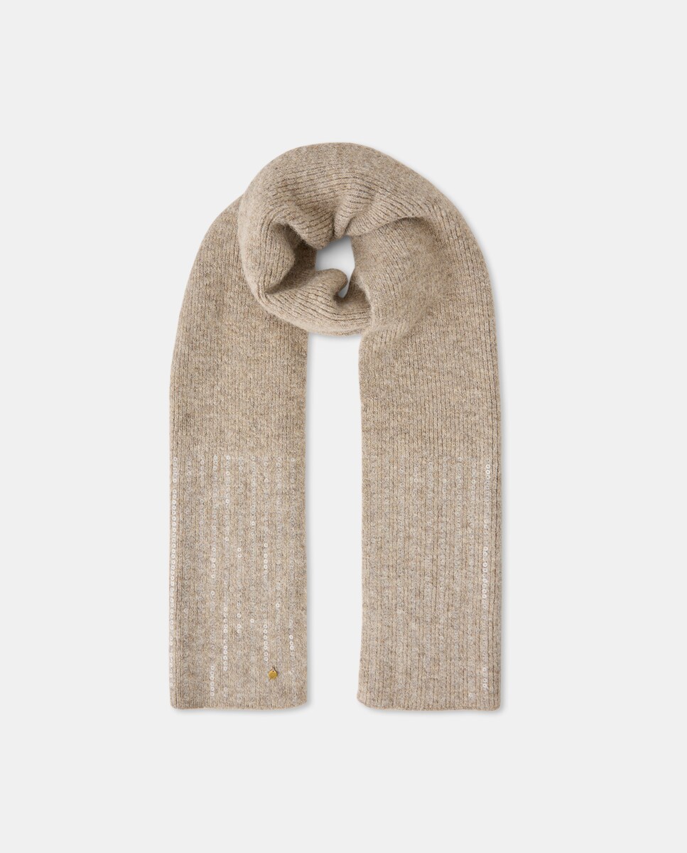 Conjunto de Gorro e Cachecol com Adorno de Lantejoulas 730 Camel-3