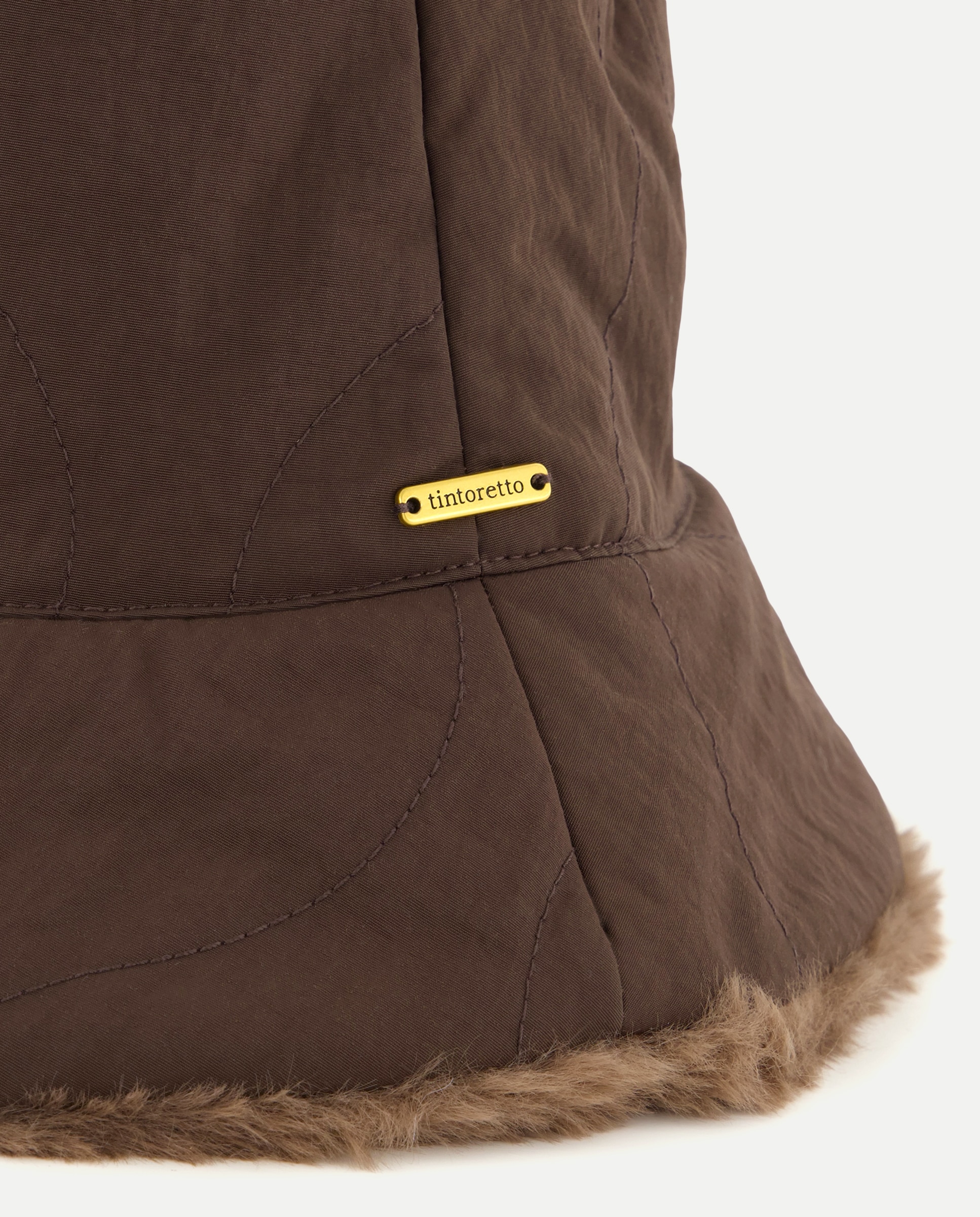 Gorro acolchado con pelo reversible - Tintoretto - Marrón Marrón-2