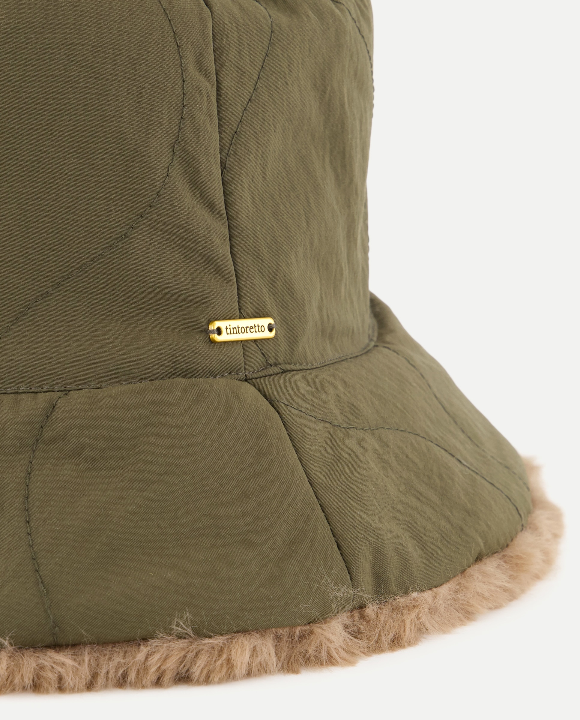 Gorro Acolchoado com Pelo Reversível 520 Caqui-2