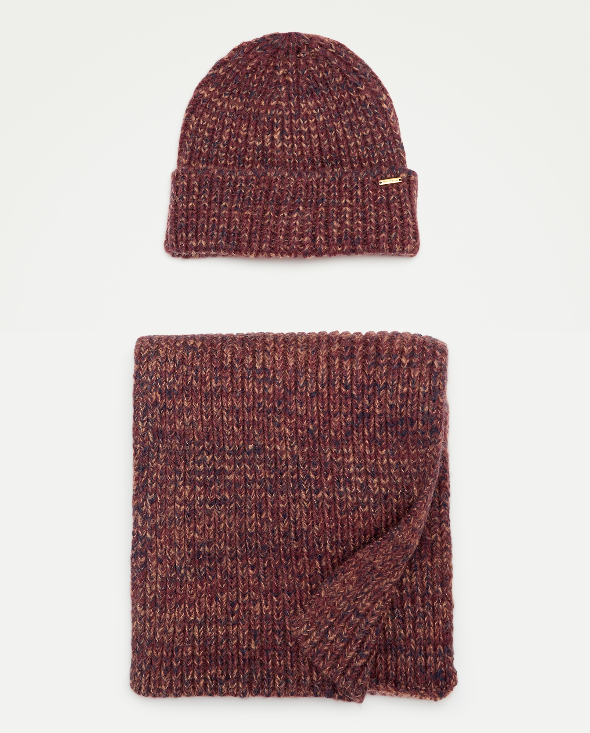 Conjunto de Gorro e Cachecol - Melange Bordeaux-1