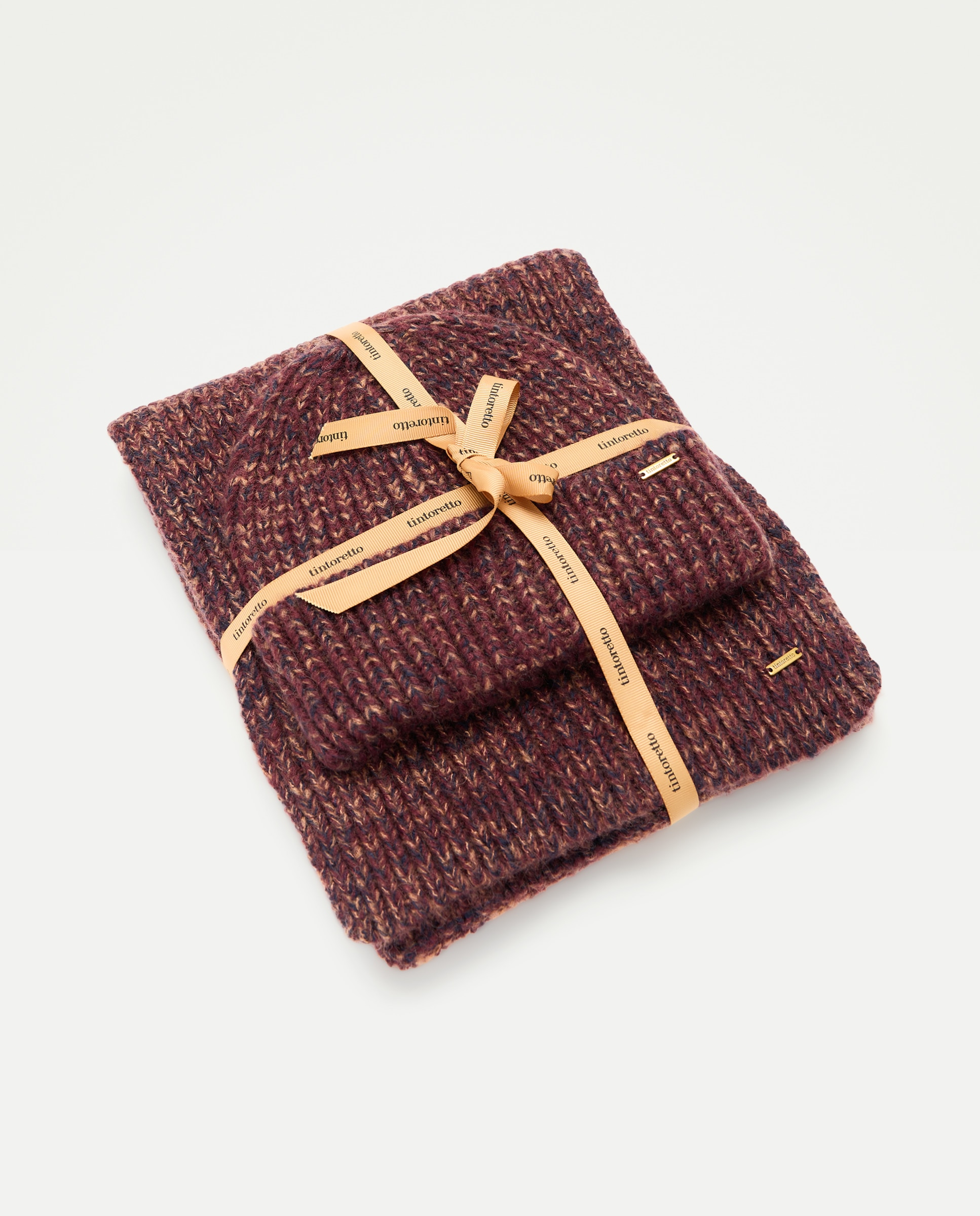 Conjunto de Gorro e Cachecol - Melange Bordeaux-5