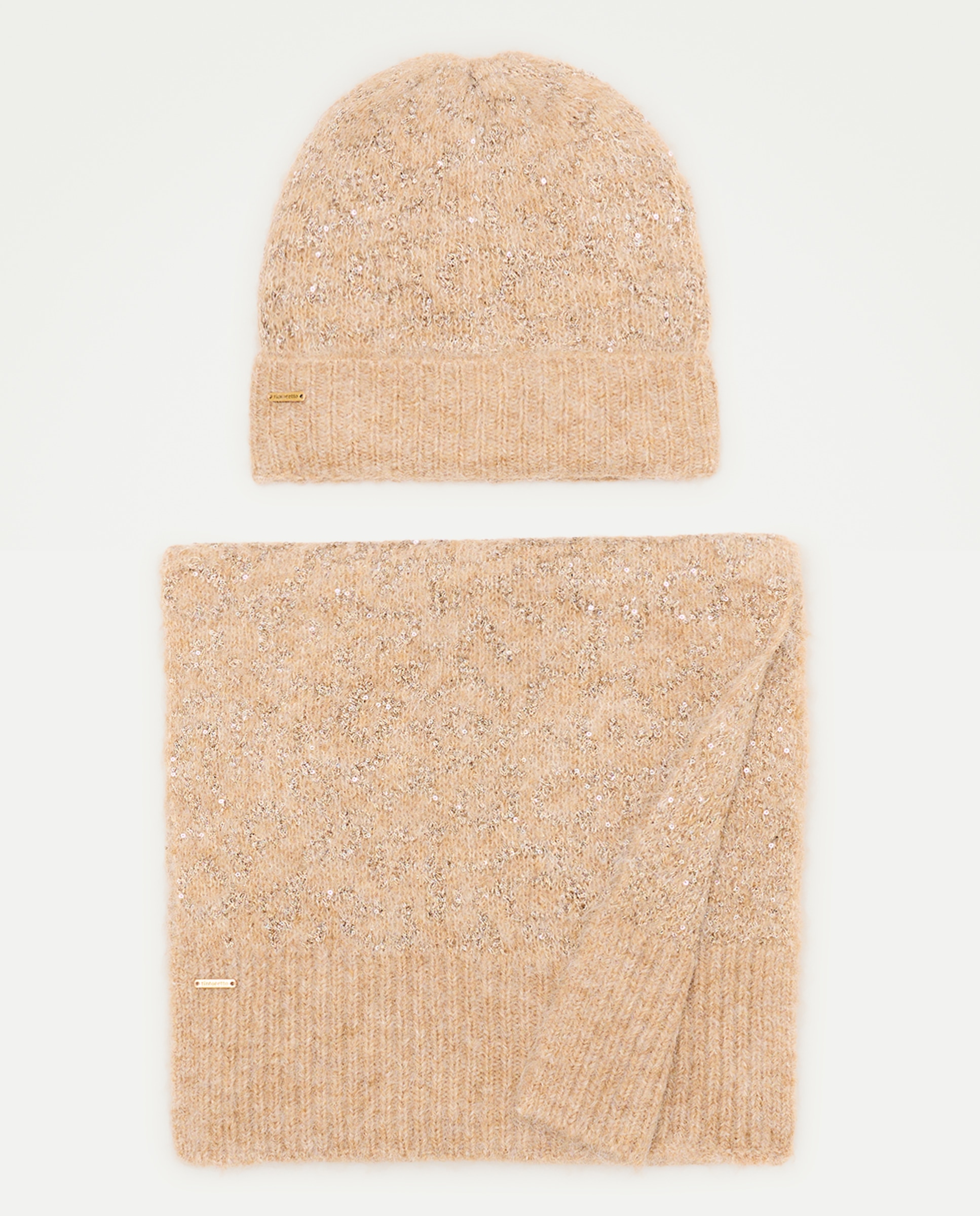 Imagen 1 de Set gorro y bufanda con lentejuelas - Tintoretto - Beige Beige