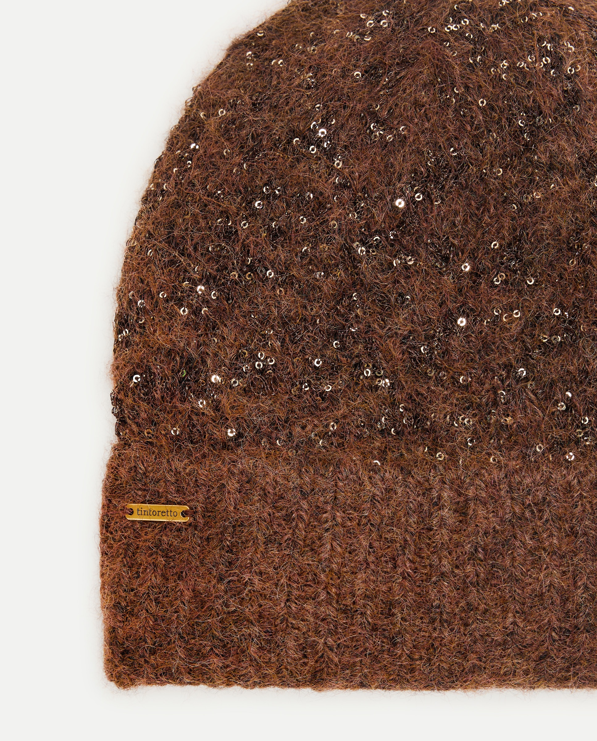 Conjunto de Gorro e Cachecol com Lantejoulas Castanho-3