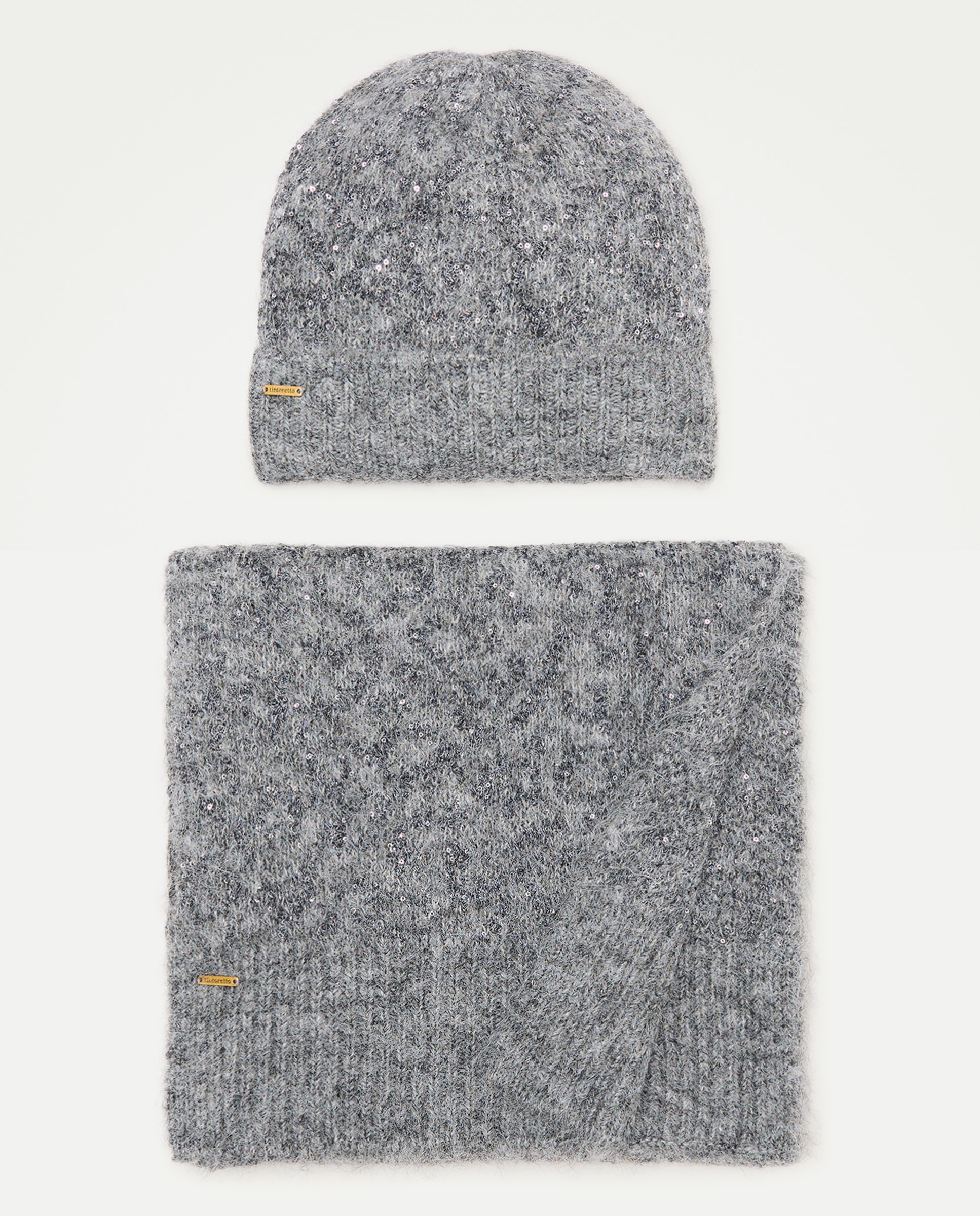 Imagen 1 de Set gorro y bufanda con lentejuelas - Tintoretto - 820 Gris medio 820 Gris medio