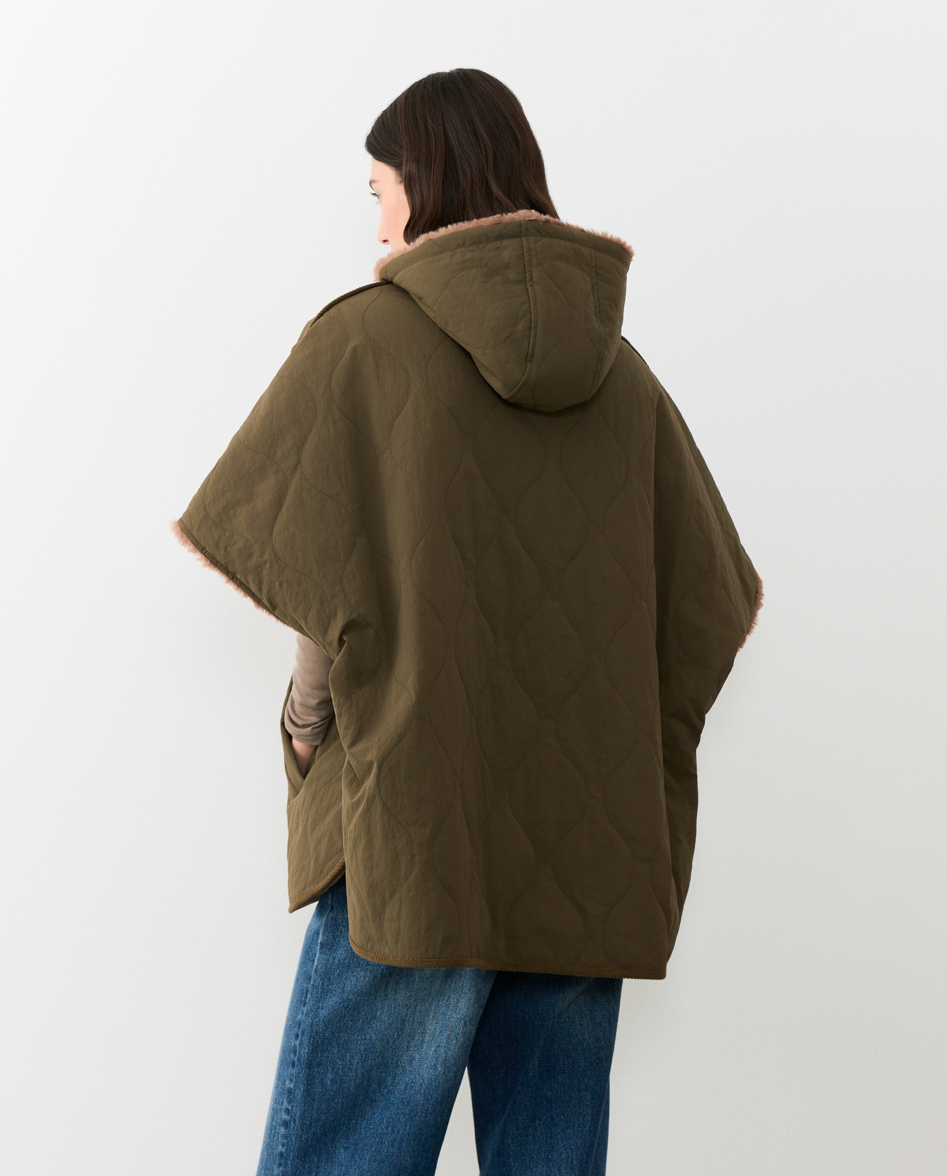 Capa acolchada con pelo reversible - Tintoretto - 520 Kaki 520 Kaki-3