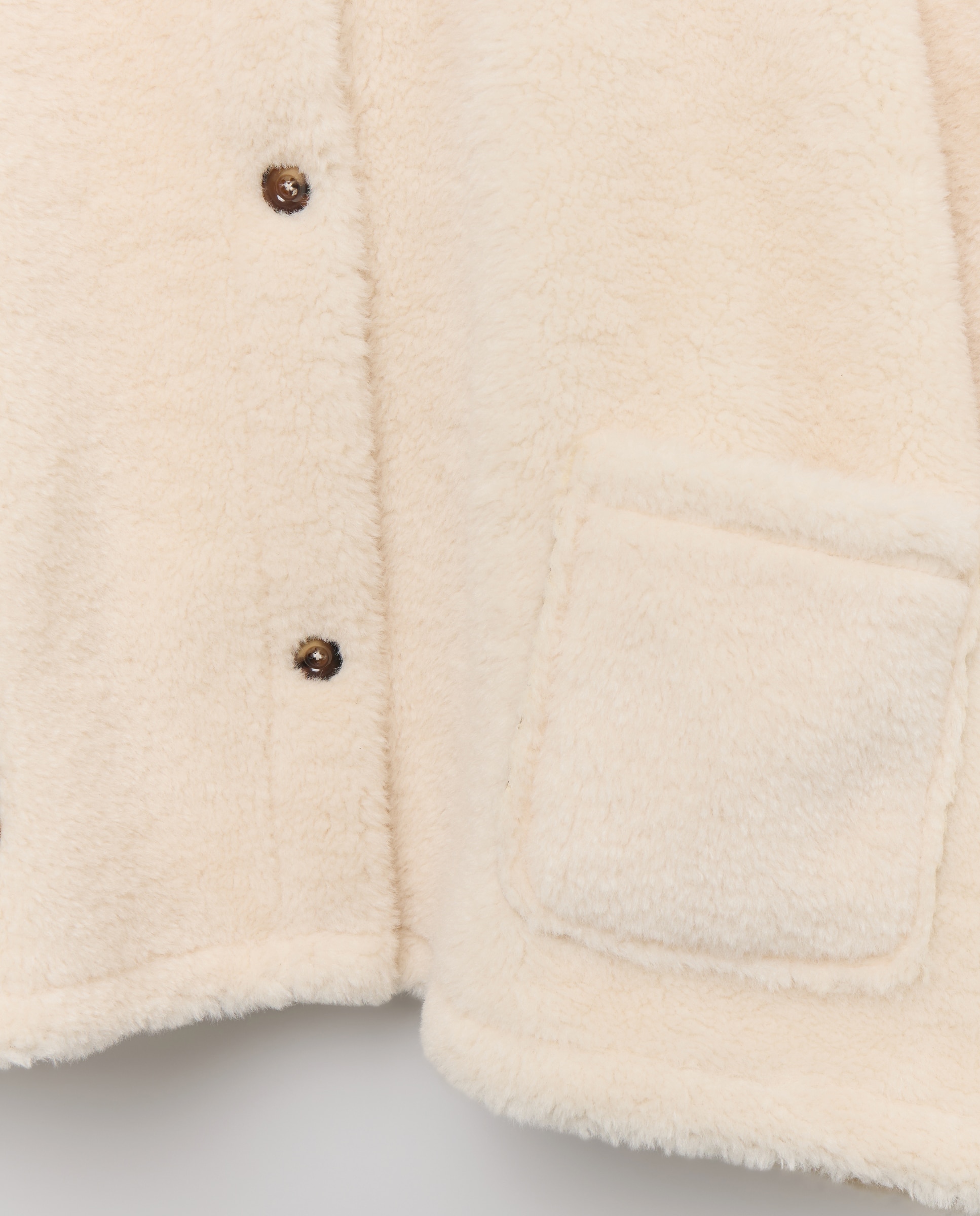 Capa de Pelo de Borrego com Bolsos Bege-5