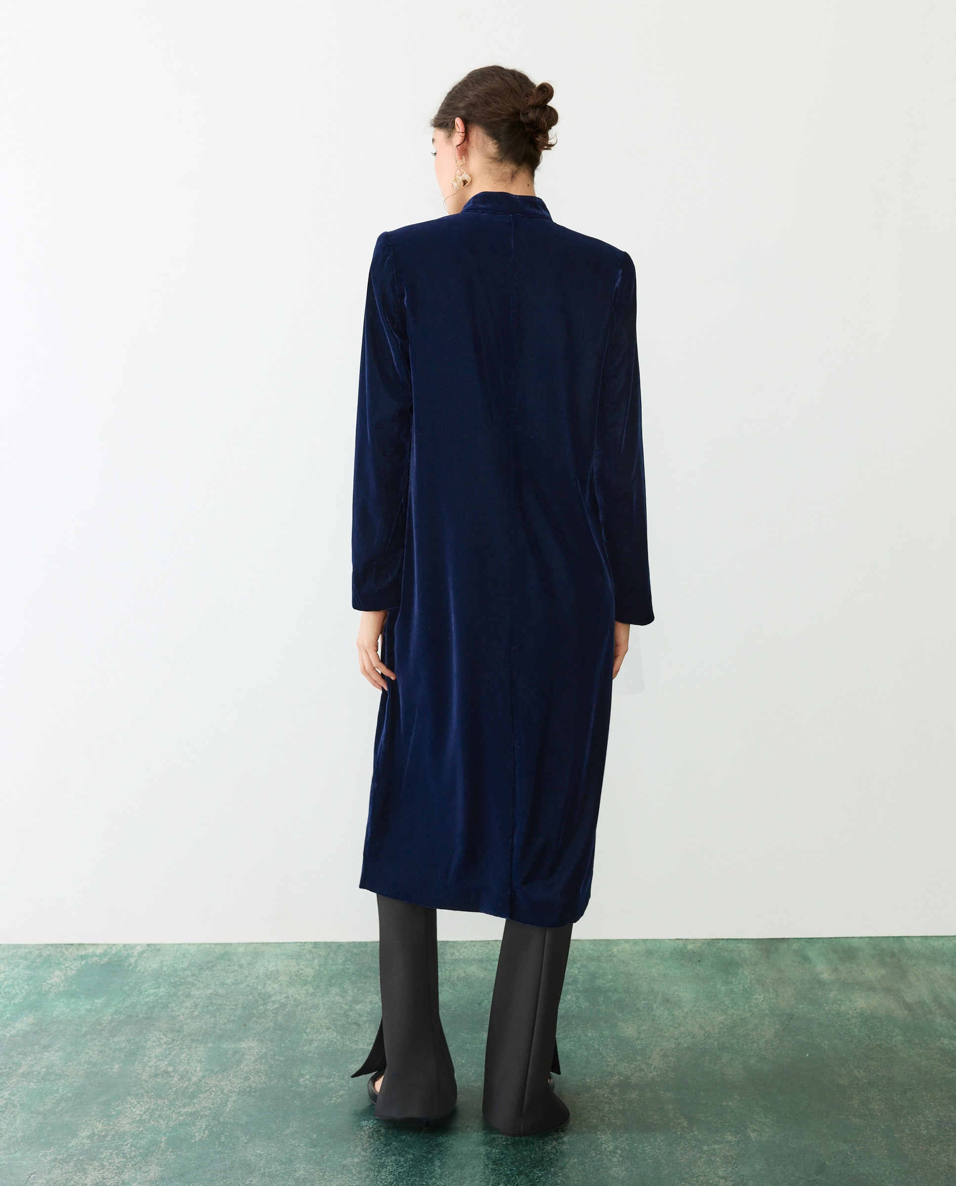 Abrigo de mujer midi tercipelo - Tintoretto - Azul marino Azul marino-3