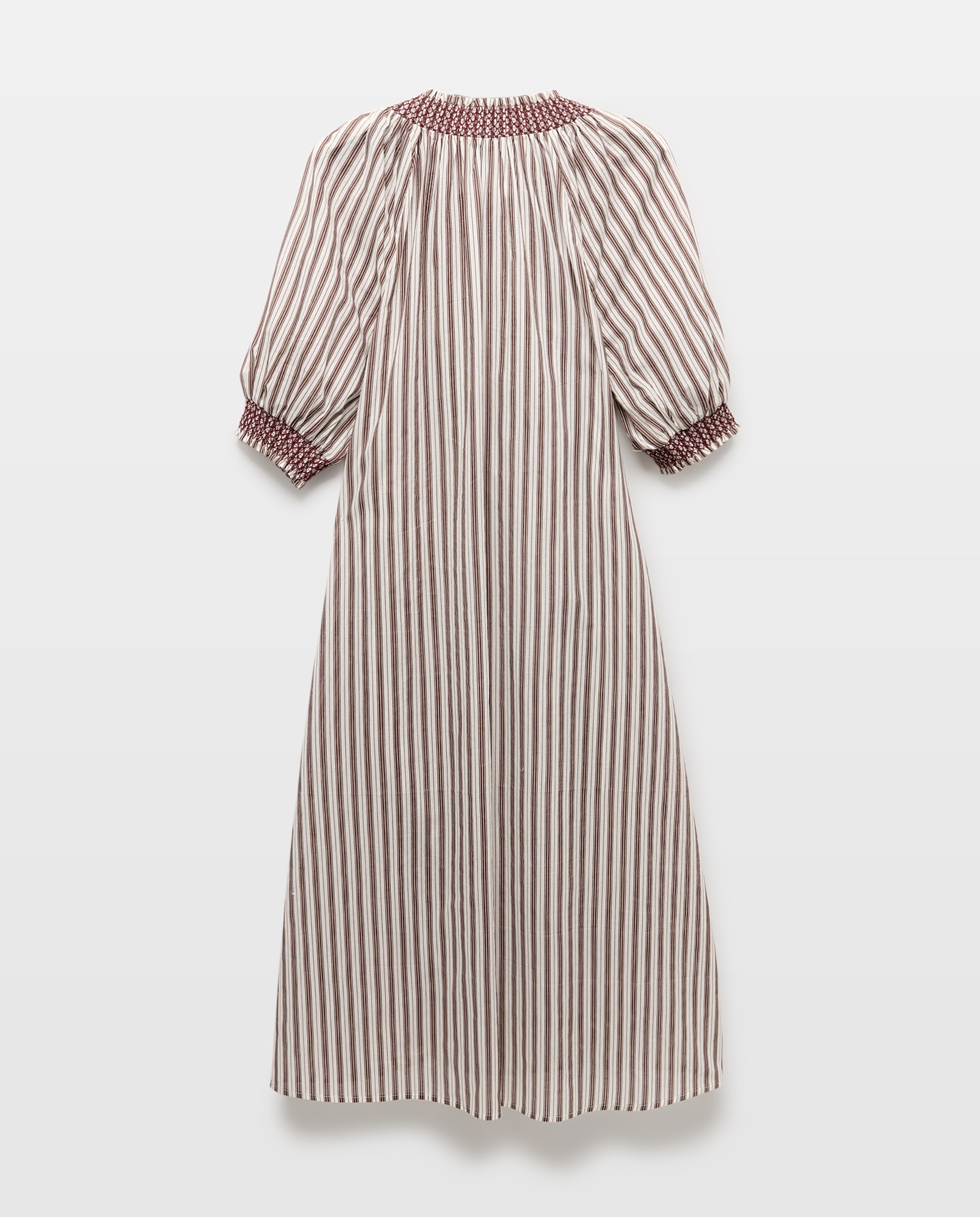 Vestido com Risca Fina Castanho-2
