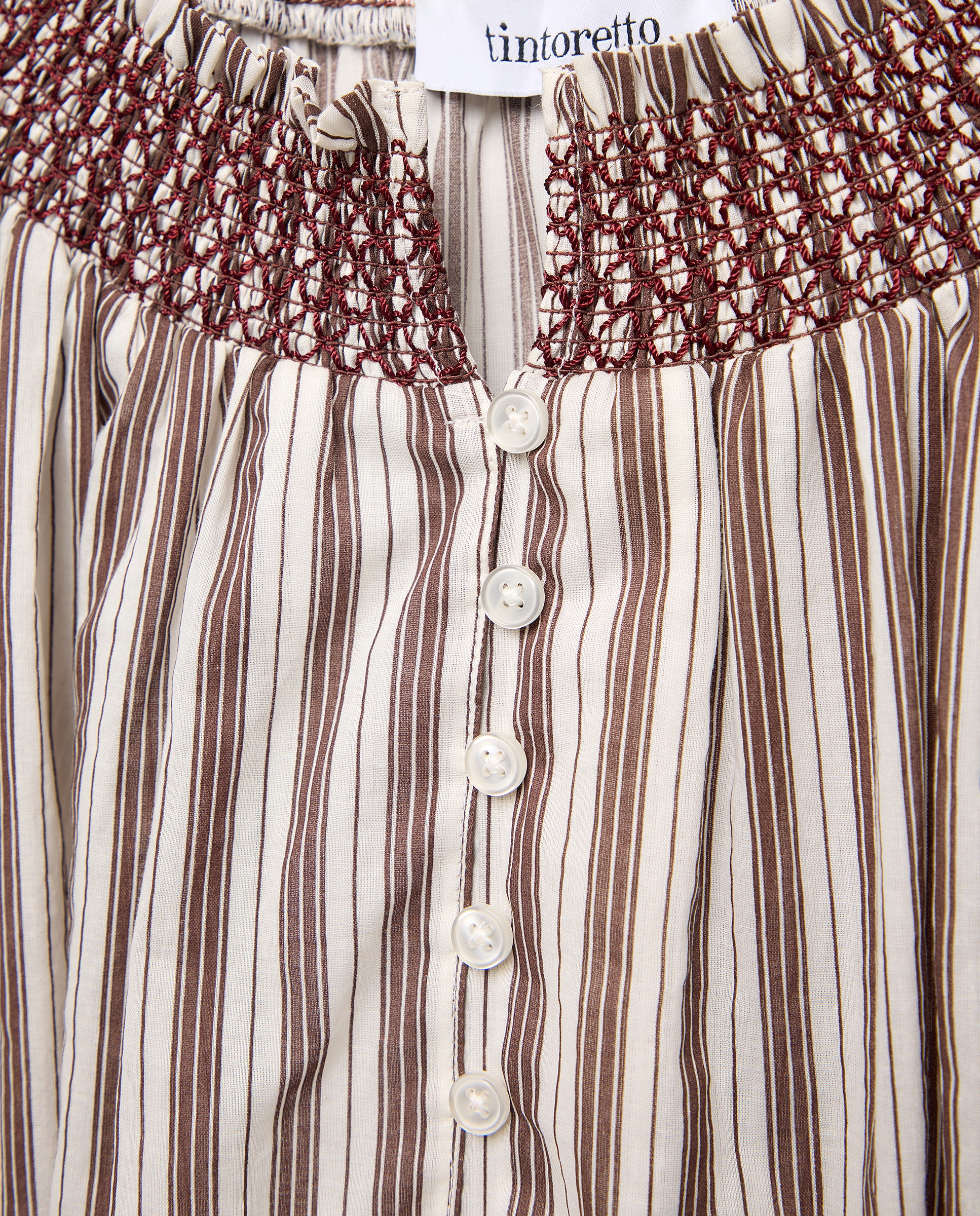 Vestido com Risca Fina Castanho-3