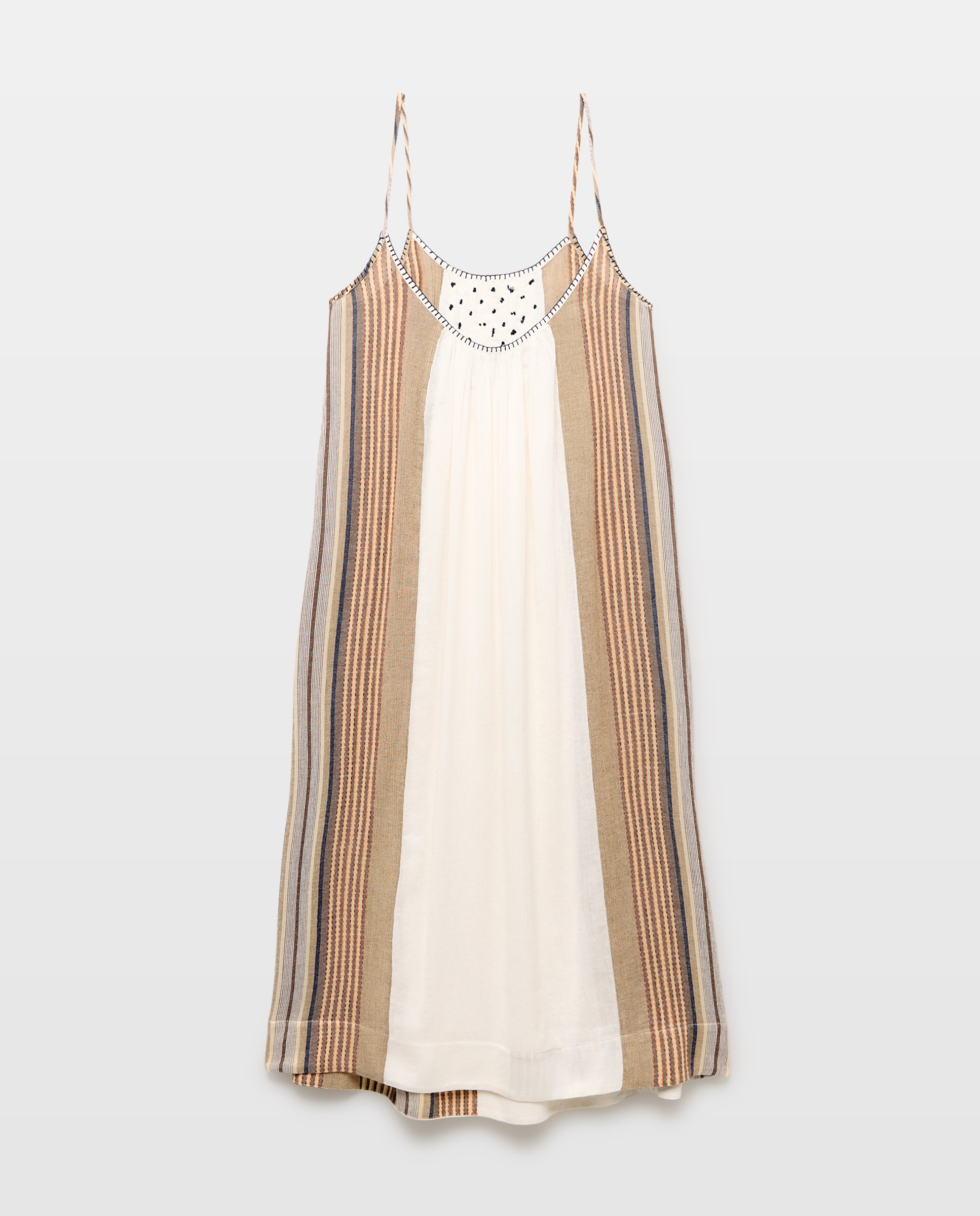 Vestido Comprido com Riscas Laterais 120 Cru-2