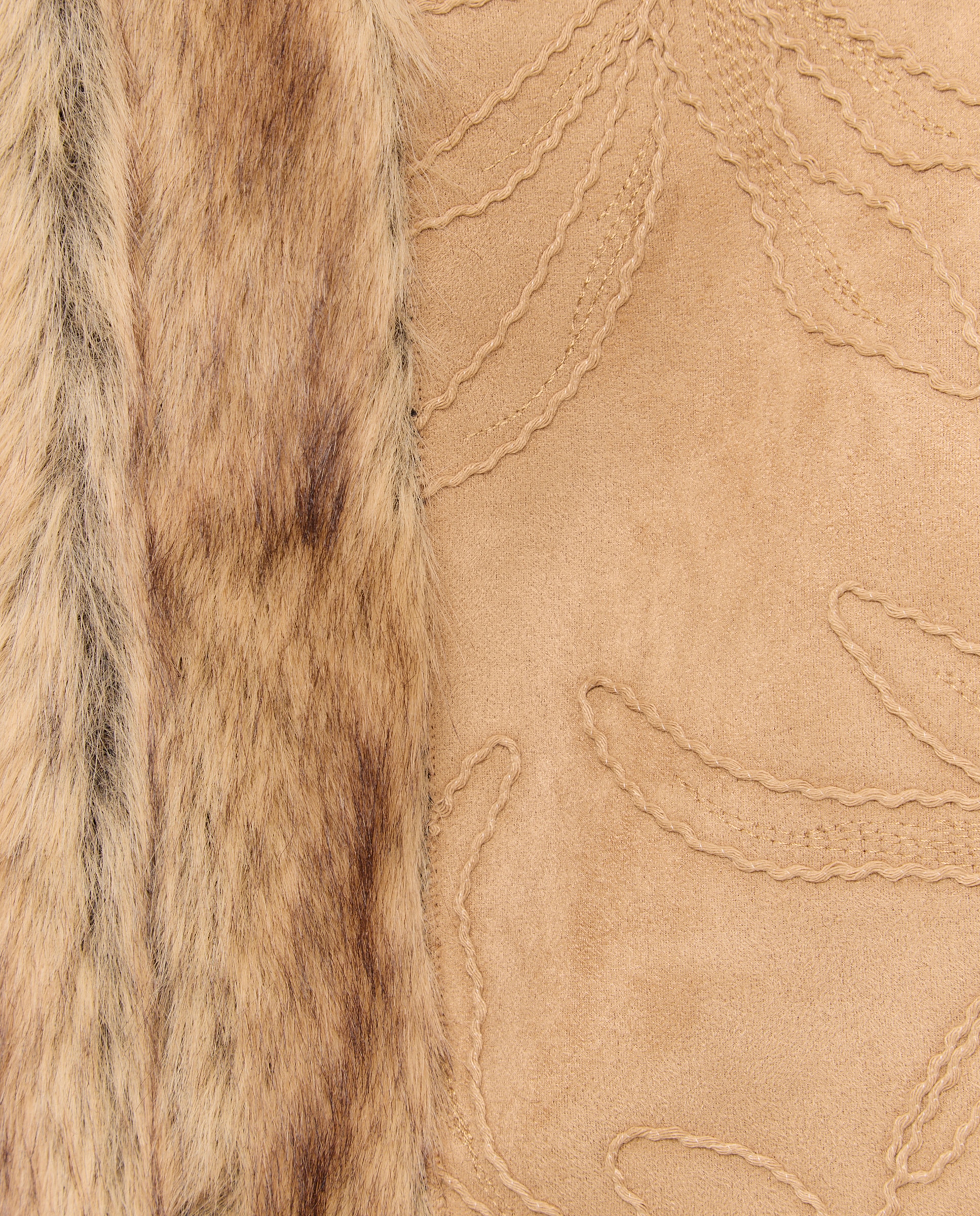 Chaleco antelina bordado con falso pelo - Tintoretto - 730 Camel 730 Camel-5
