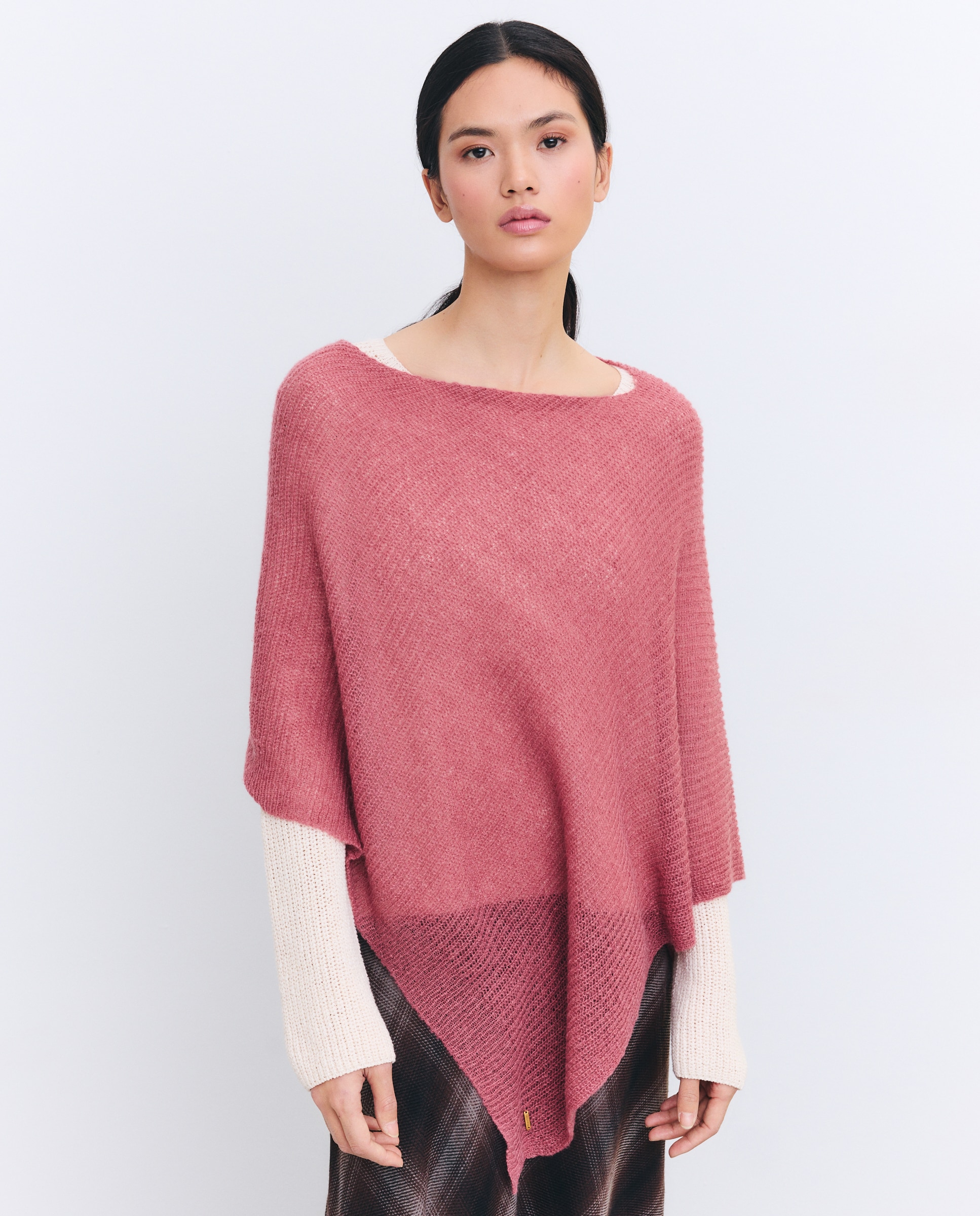 Poncho de Malha Liso 200 Rosa-1
