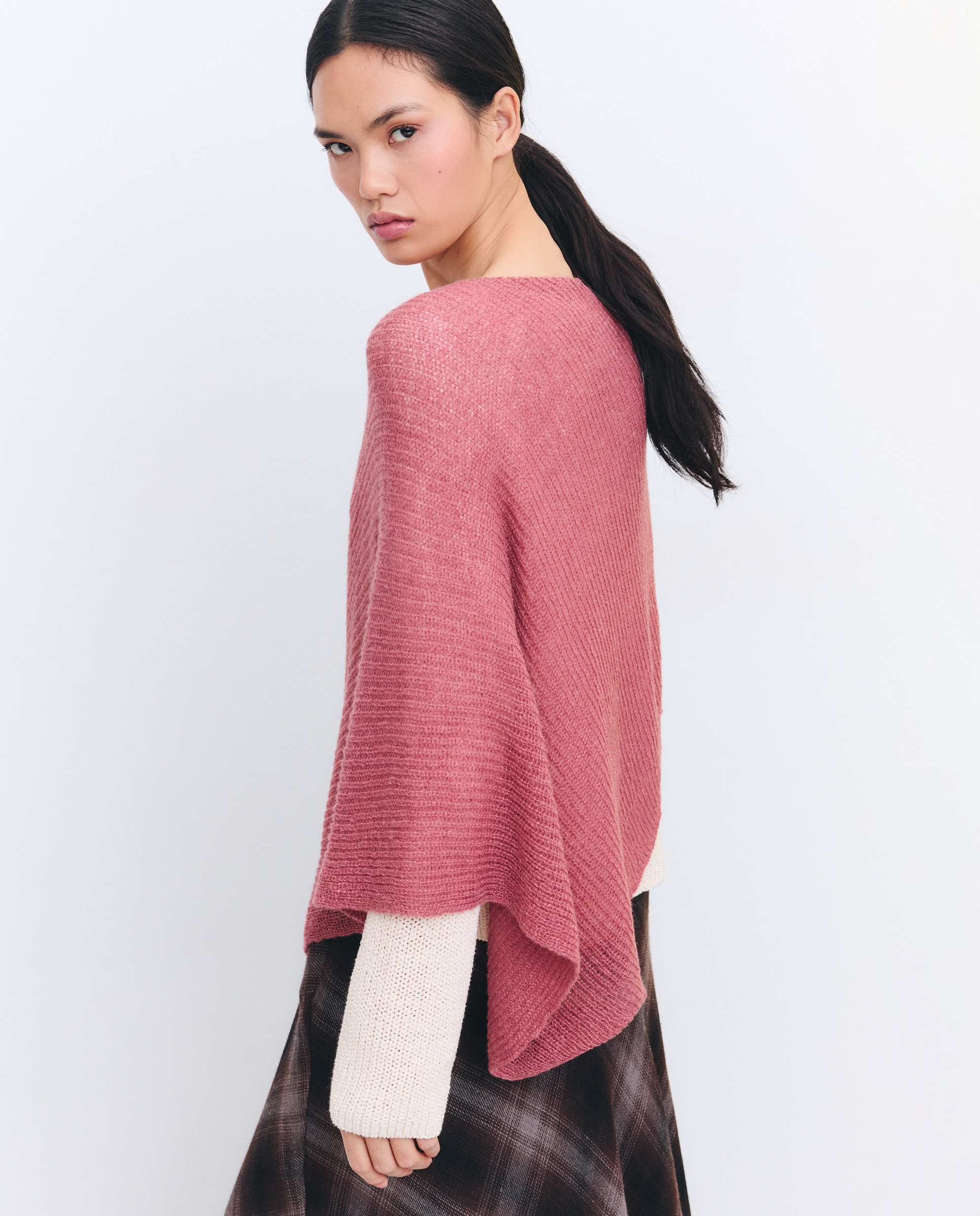 Poncho de Malha Liso 200 Rosa-2