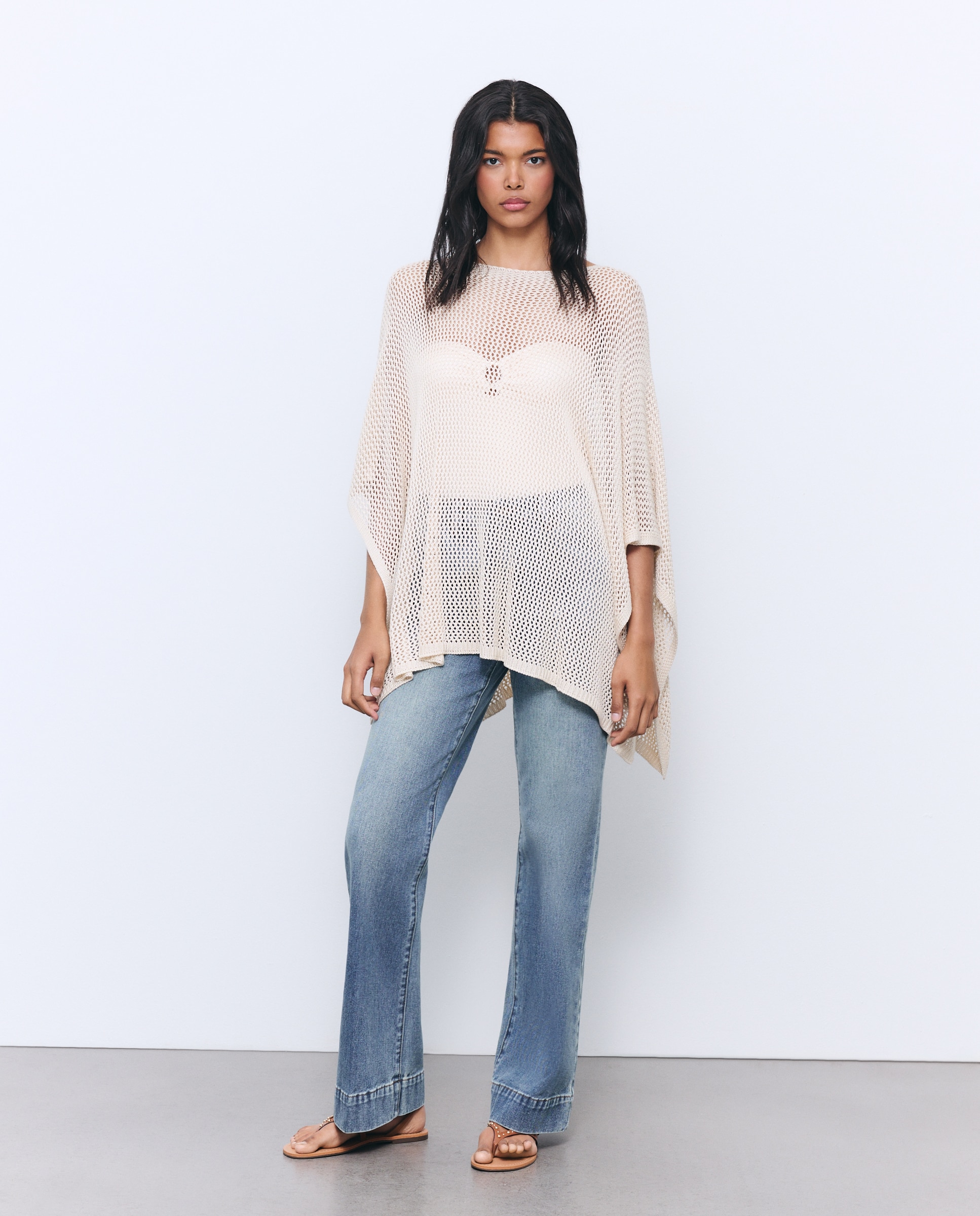 Poncho punto abierto - Tintoretto - 120 Crudo 120 Crudo-2