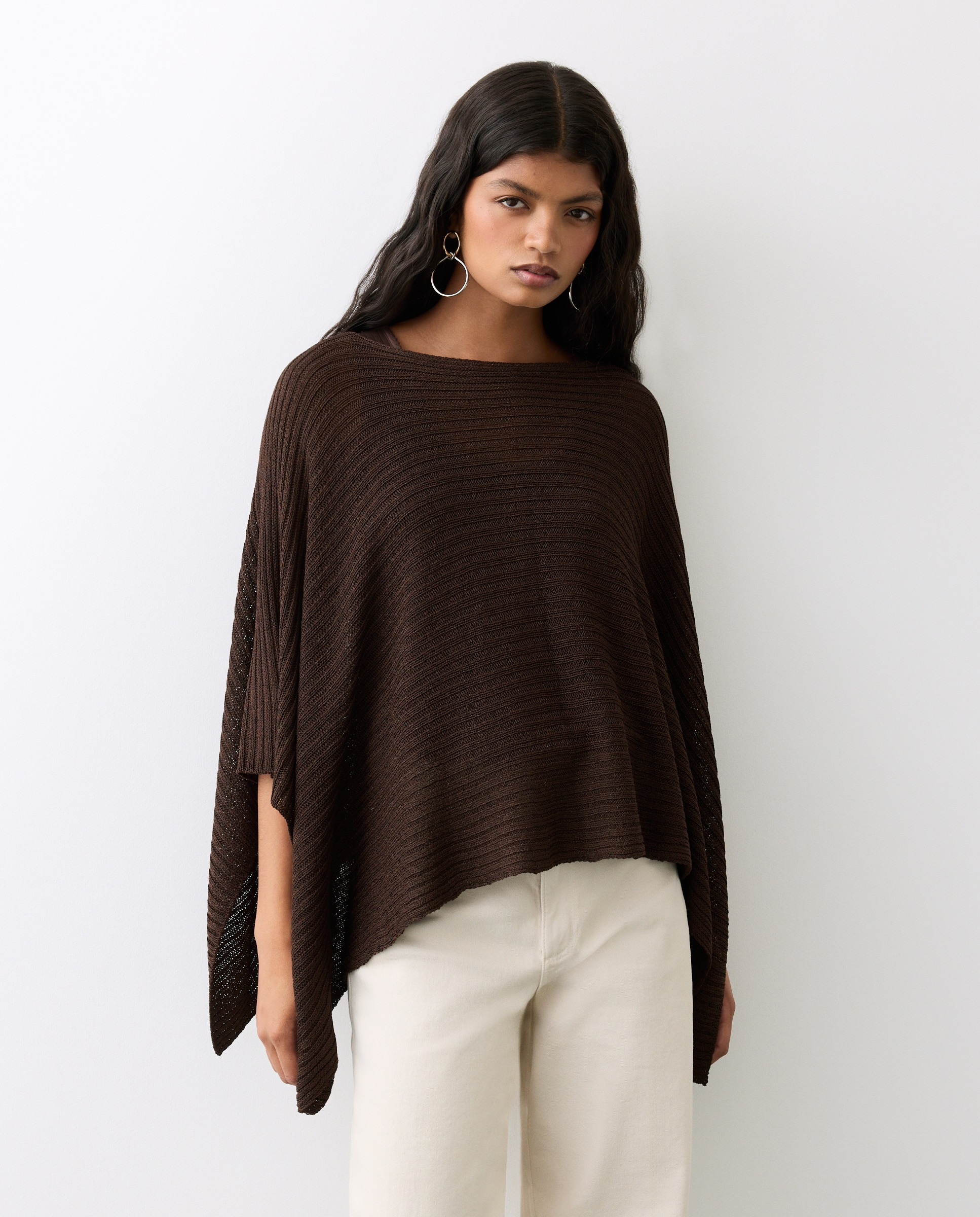 Poncho de fiesta de punto - Tintoretto - Marrón Marrón-2
