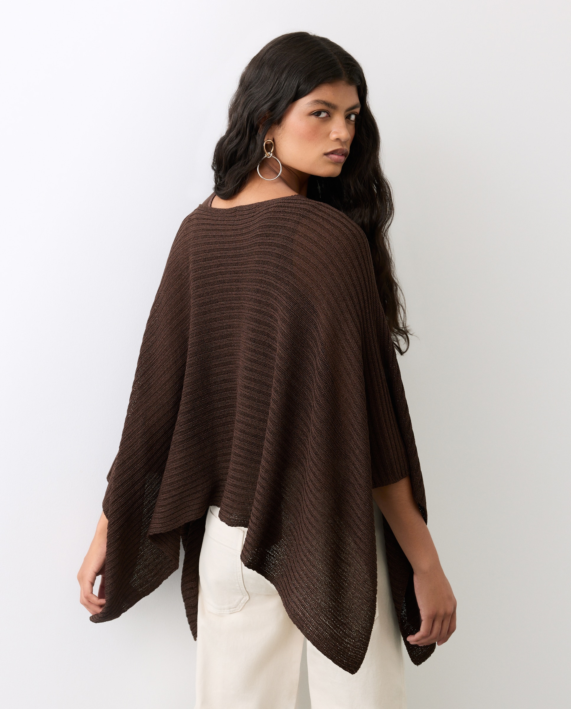 Poncho de fiesta de punto - Tintoretto - Marrón Marrón-3