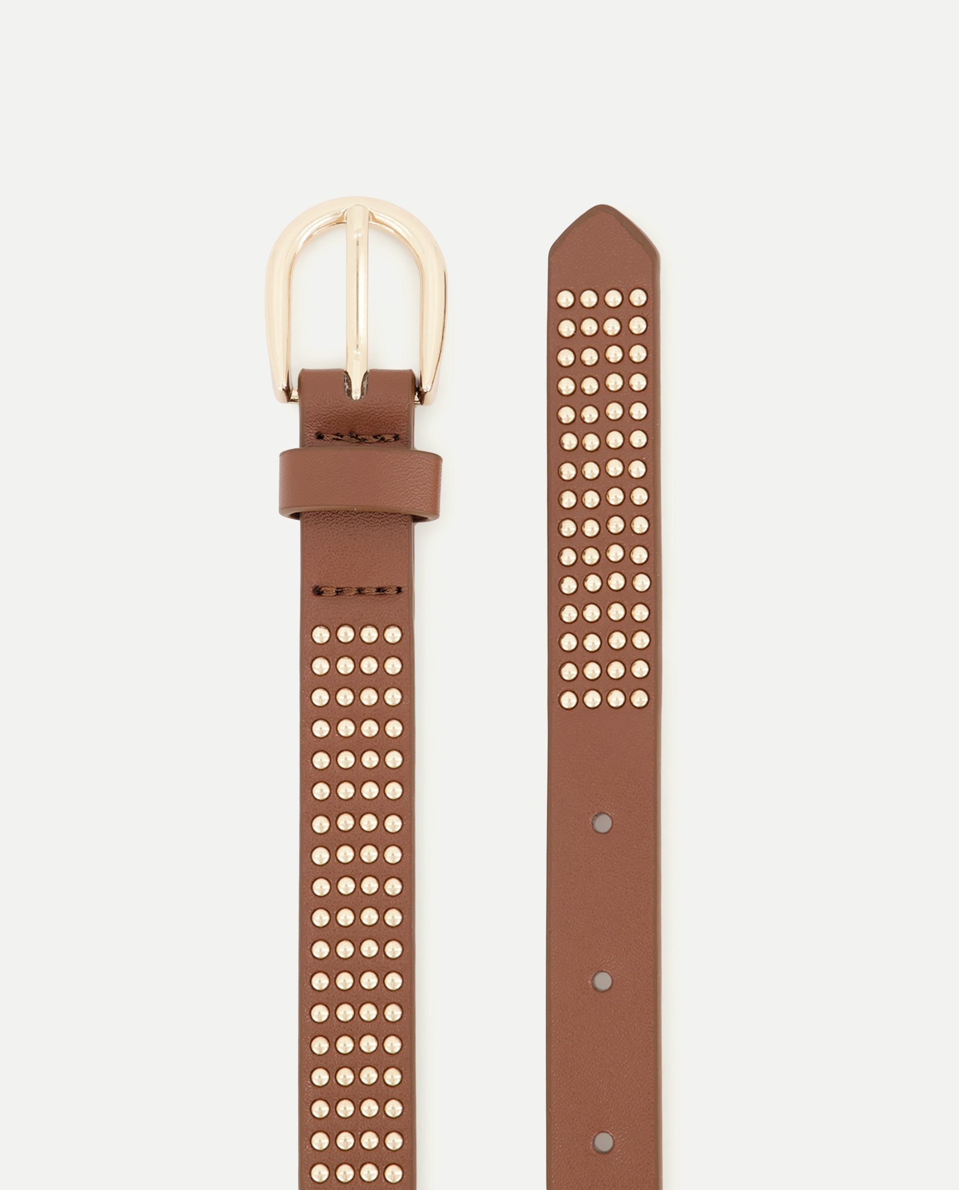 Cinto Fino com Mini Tachas Castanho-2
