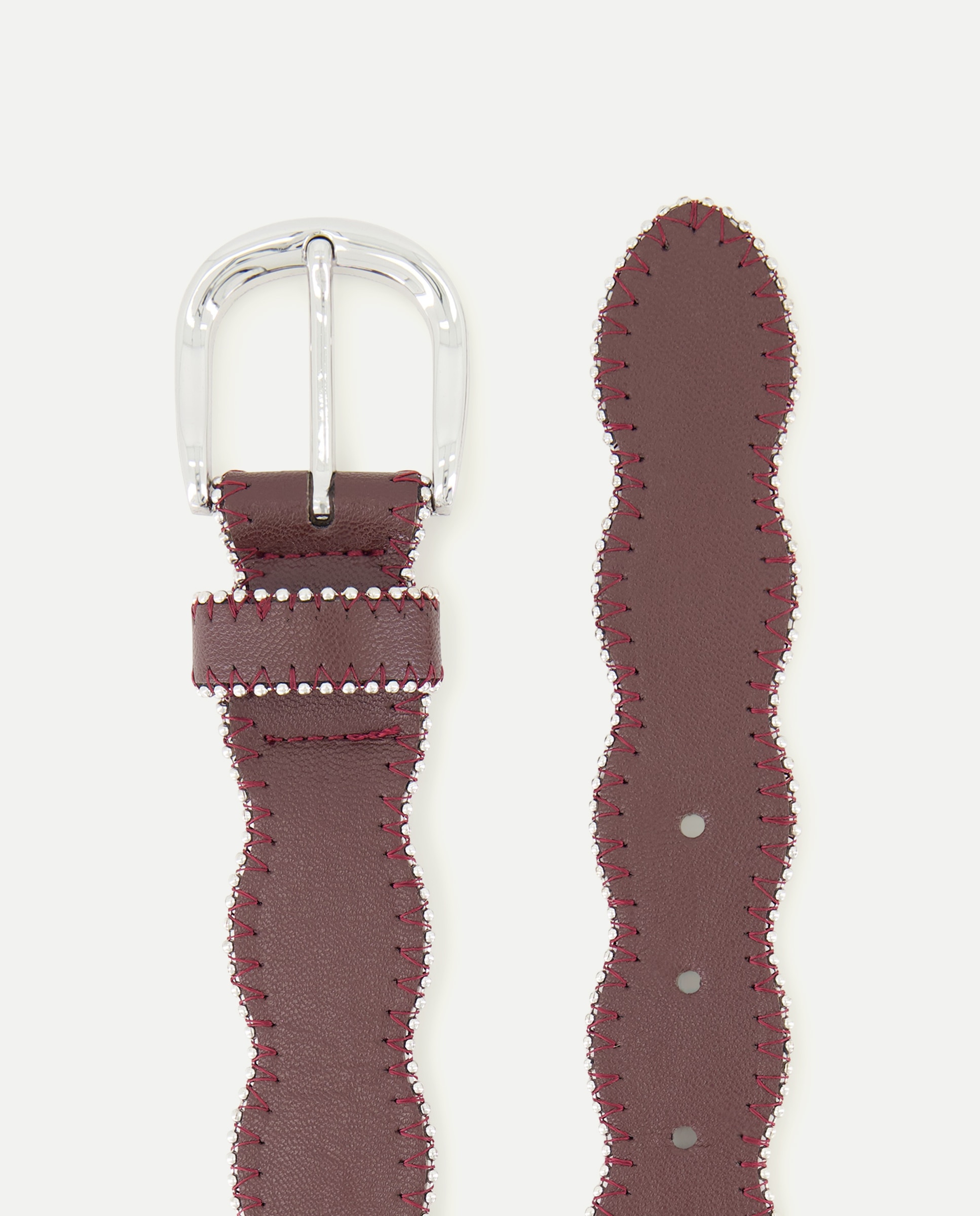 Cinto com Ondas e Mini Tachas Bordeaux-2