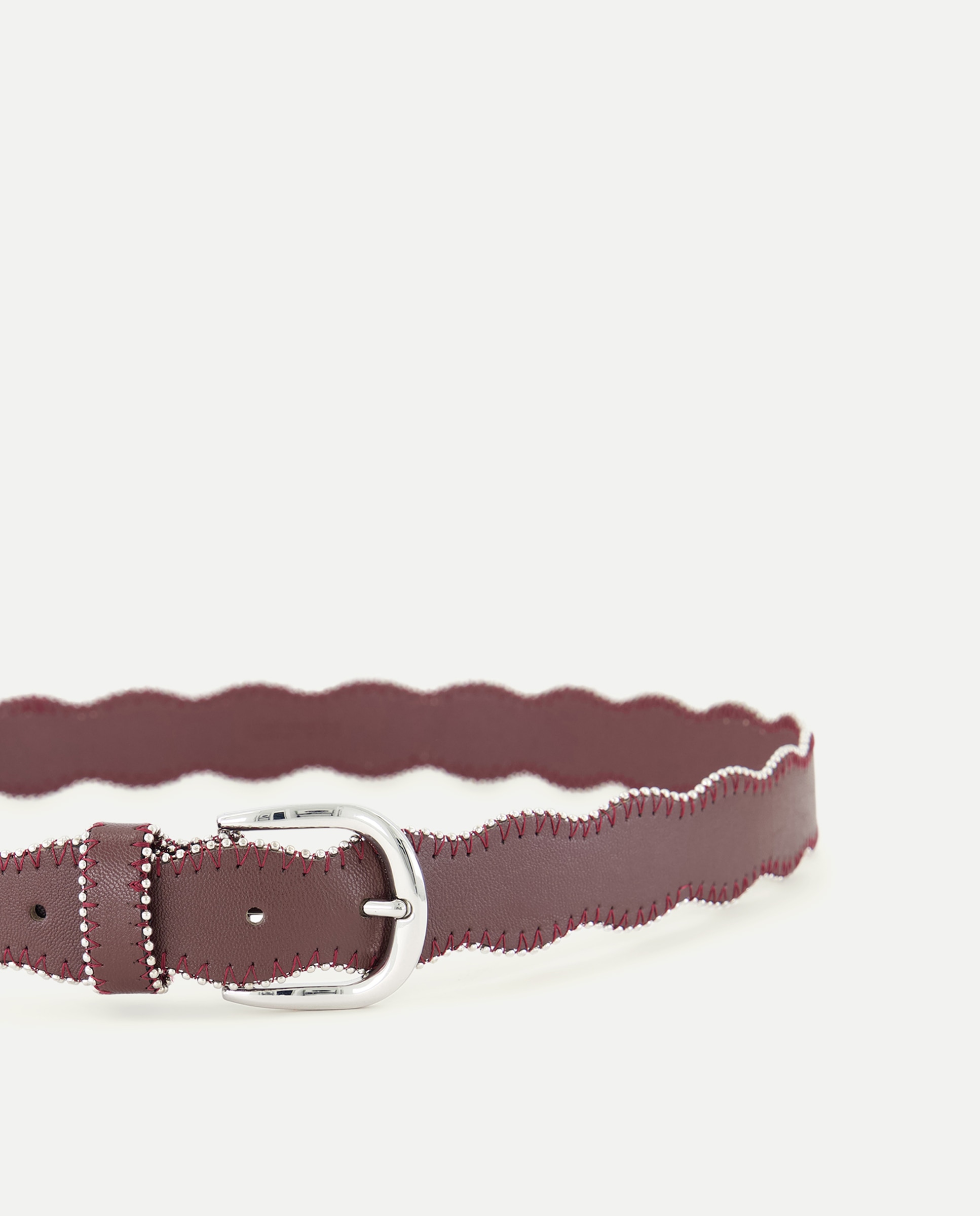 Cinto com Ondas e Mini Tachas Bordeaux-3