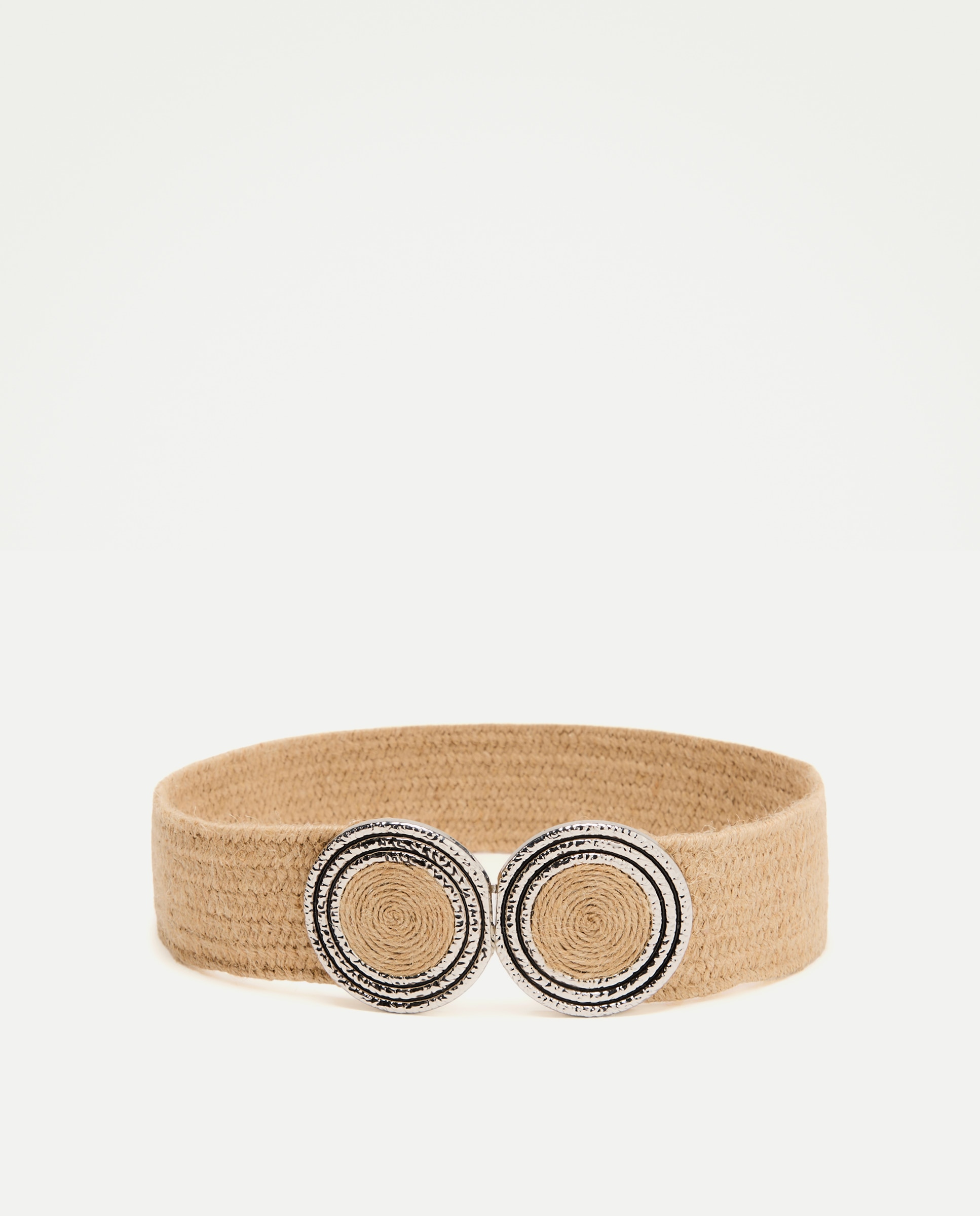 Cinto Elástico com Fivela Circular Bege-1