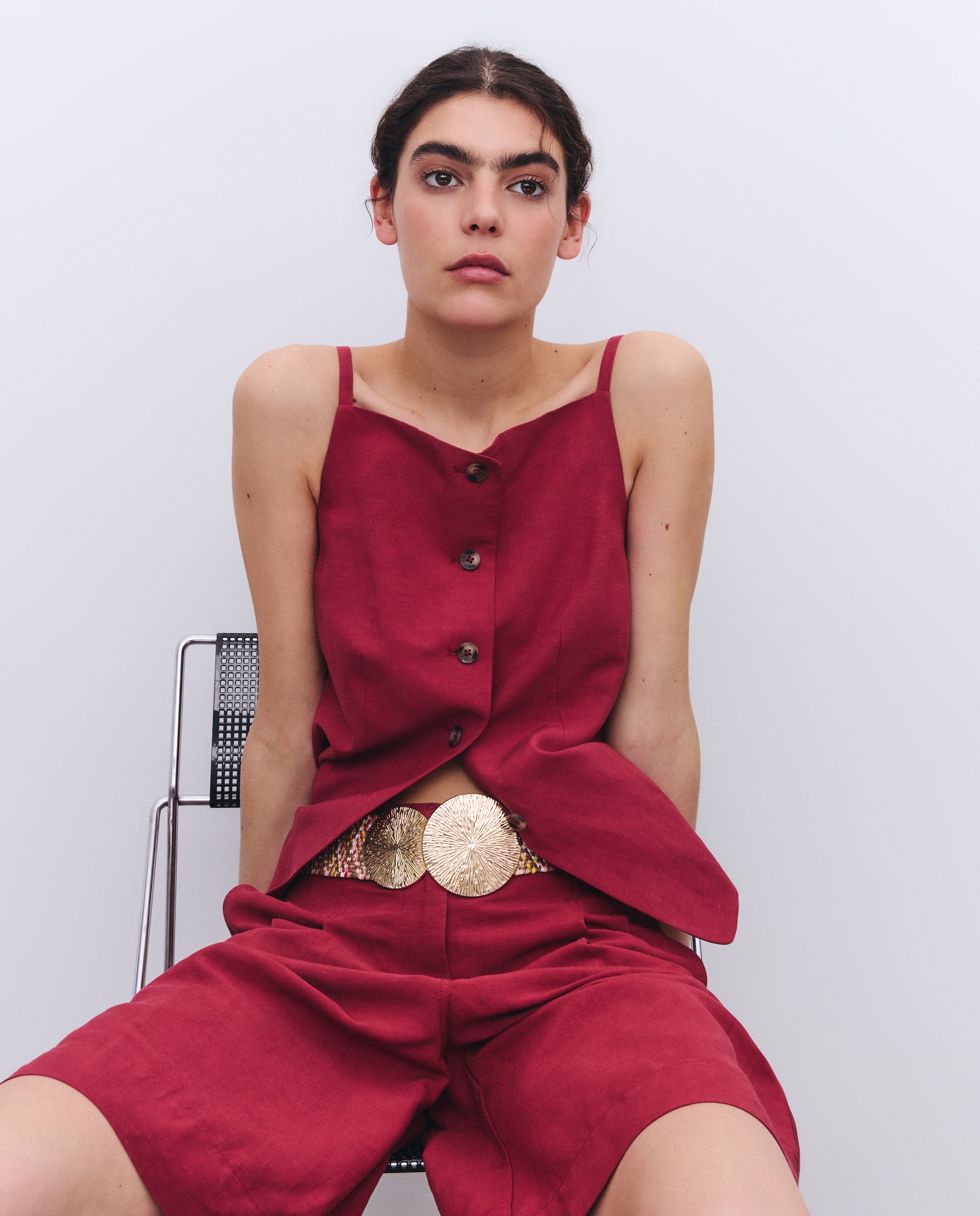 Cinto Elástico com Losangos Branco-4