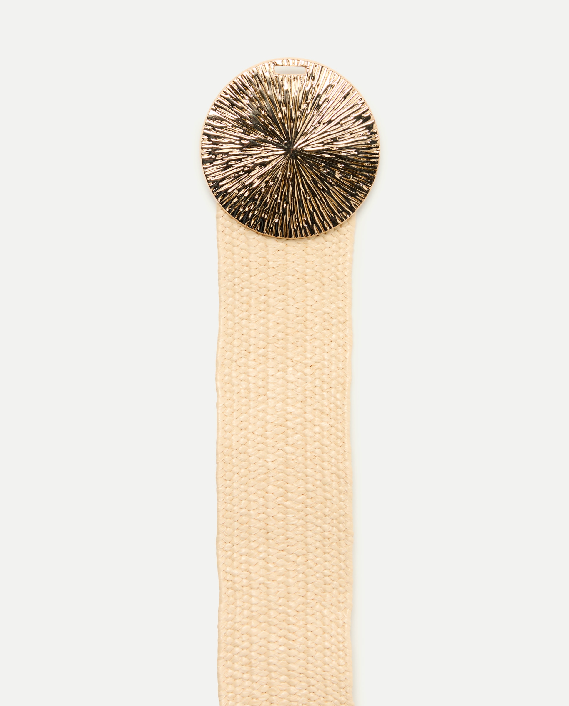 Cinto Elástico com Efeito de Ráfia Bege-3