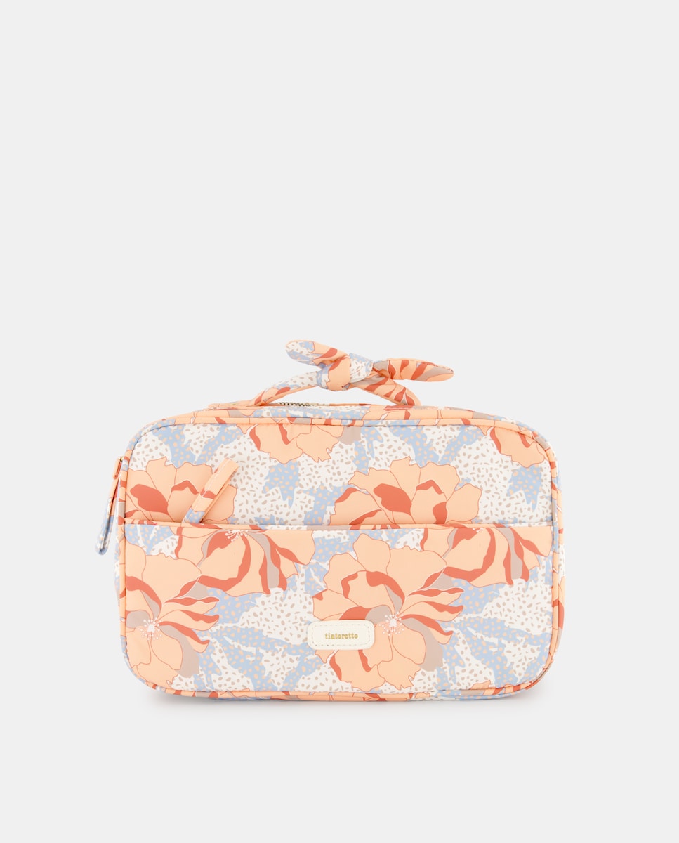 Nécessaire com Laço e Estampado aos Quadrados Verde-1