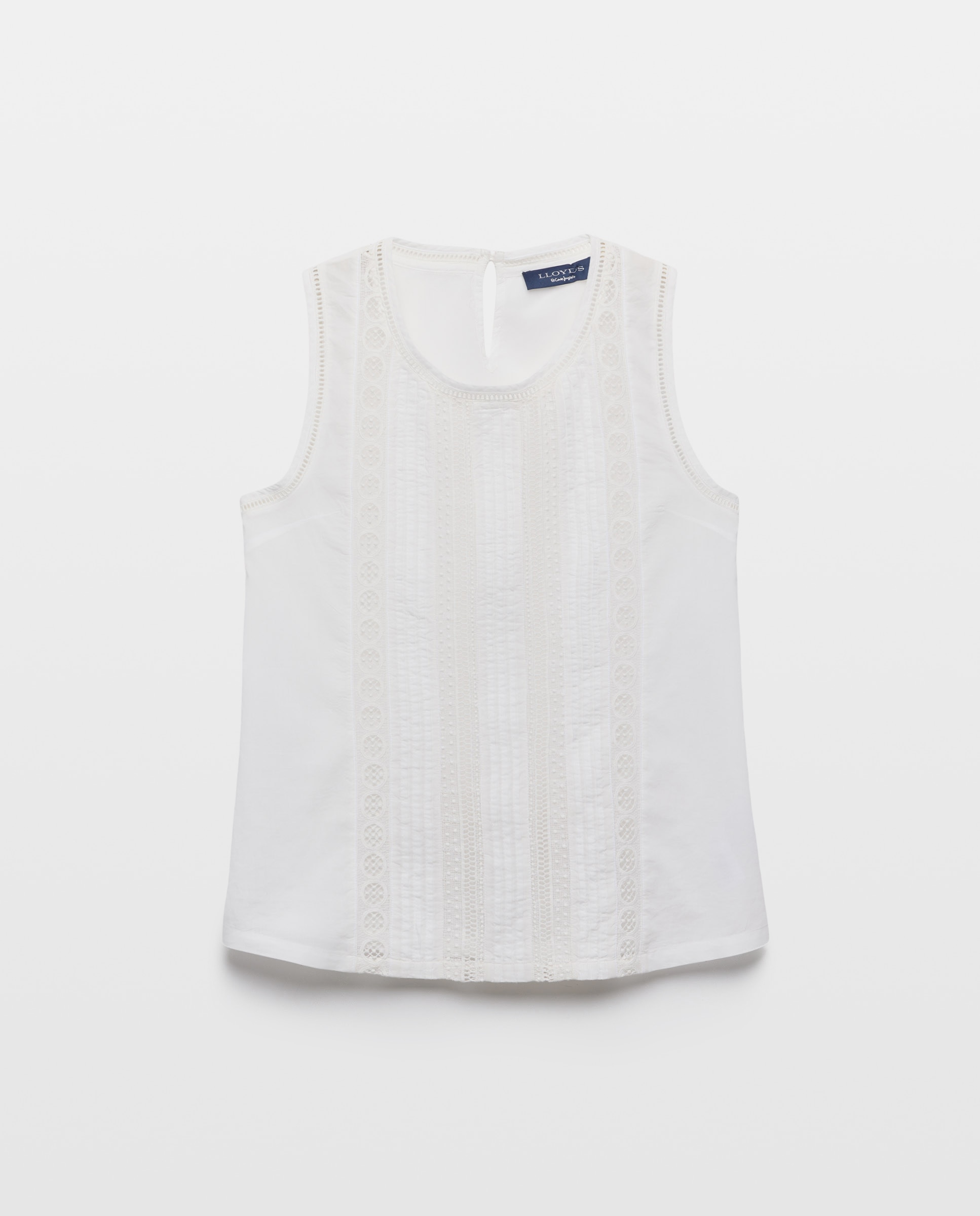 Blusa estilo romántico de mujer sin mangas - Lloyd's - Blanco roto Blanco roto-4