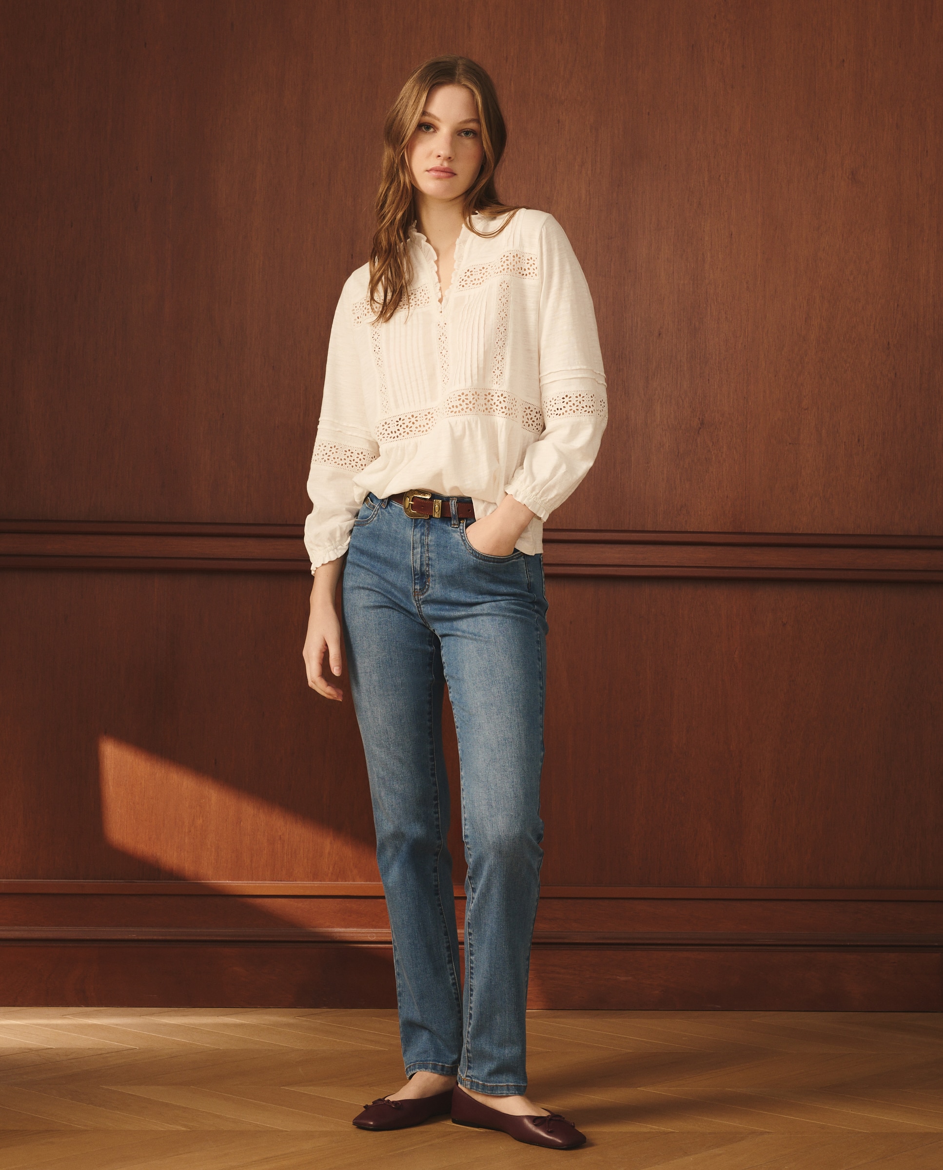 Camiseta de mujer encajes y botones - Lloyd's - 120 Crudo 120 Crudo-2