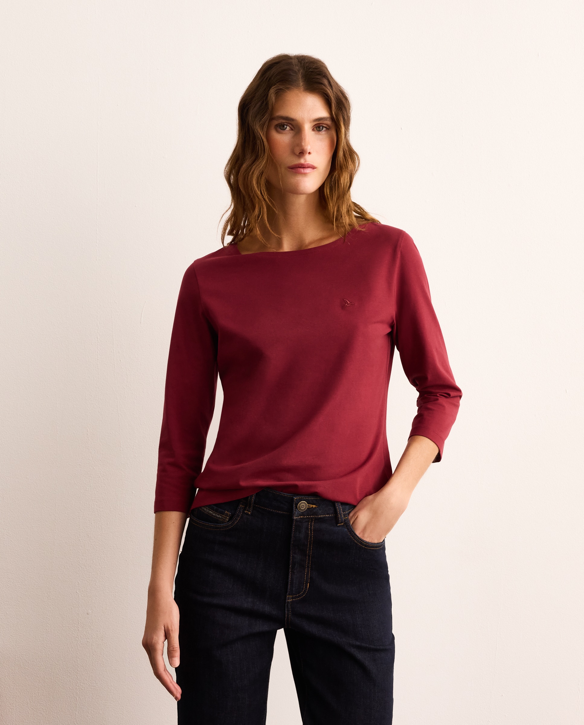 Imagen 2 de Camiseta lisa de mujer con manga francesa - Lloyd's - Burdeos Burdeos