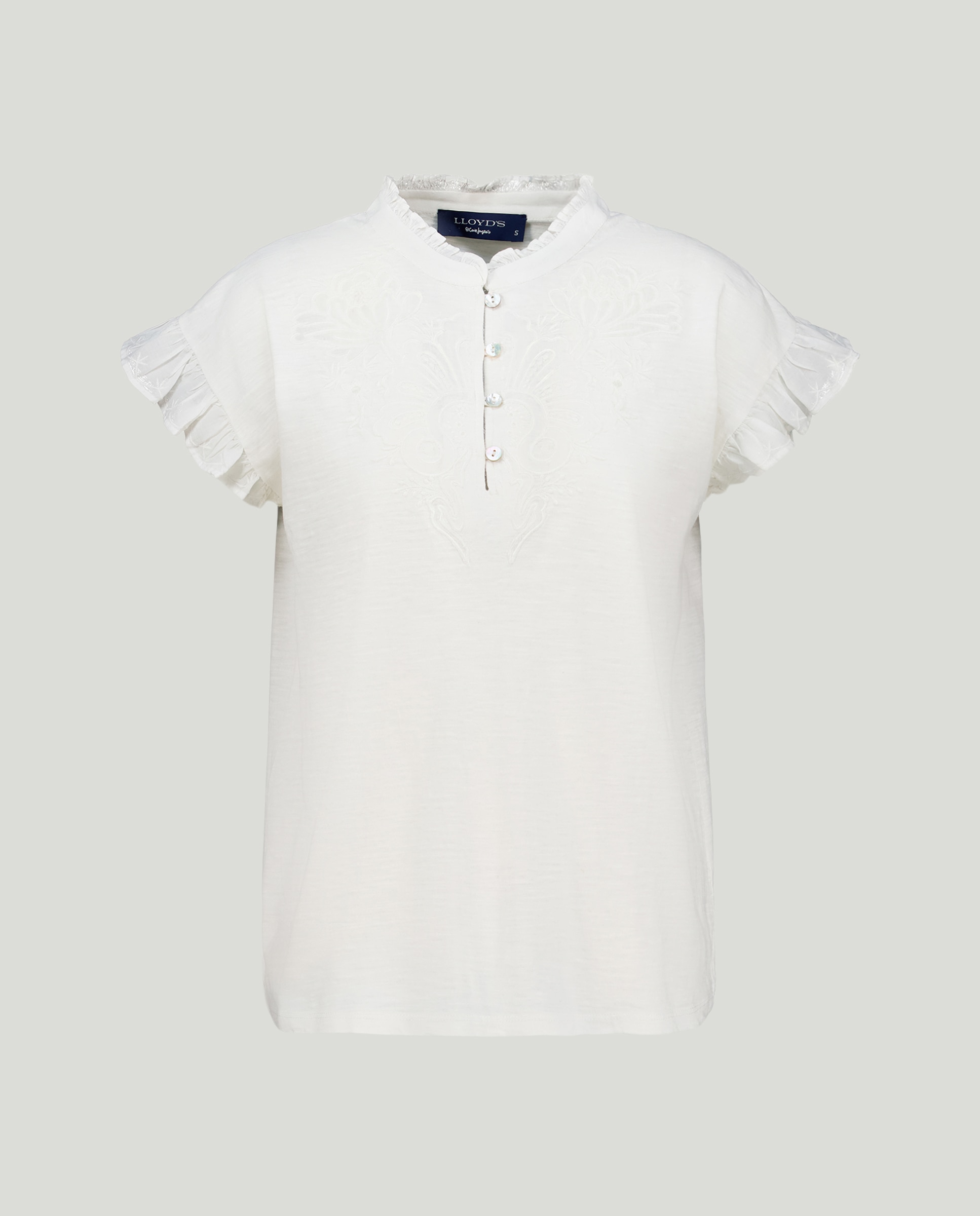 T-shirt lisa de manga curta Branco-marfim-4