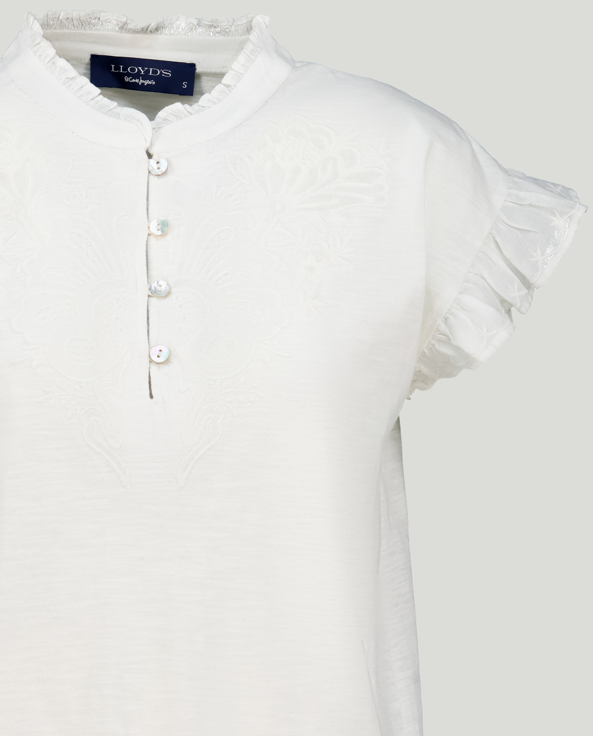 T-shirt lisa de manga curta Branco-marfim-5