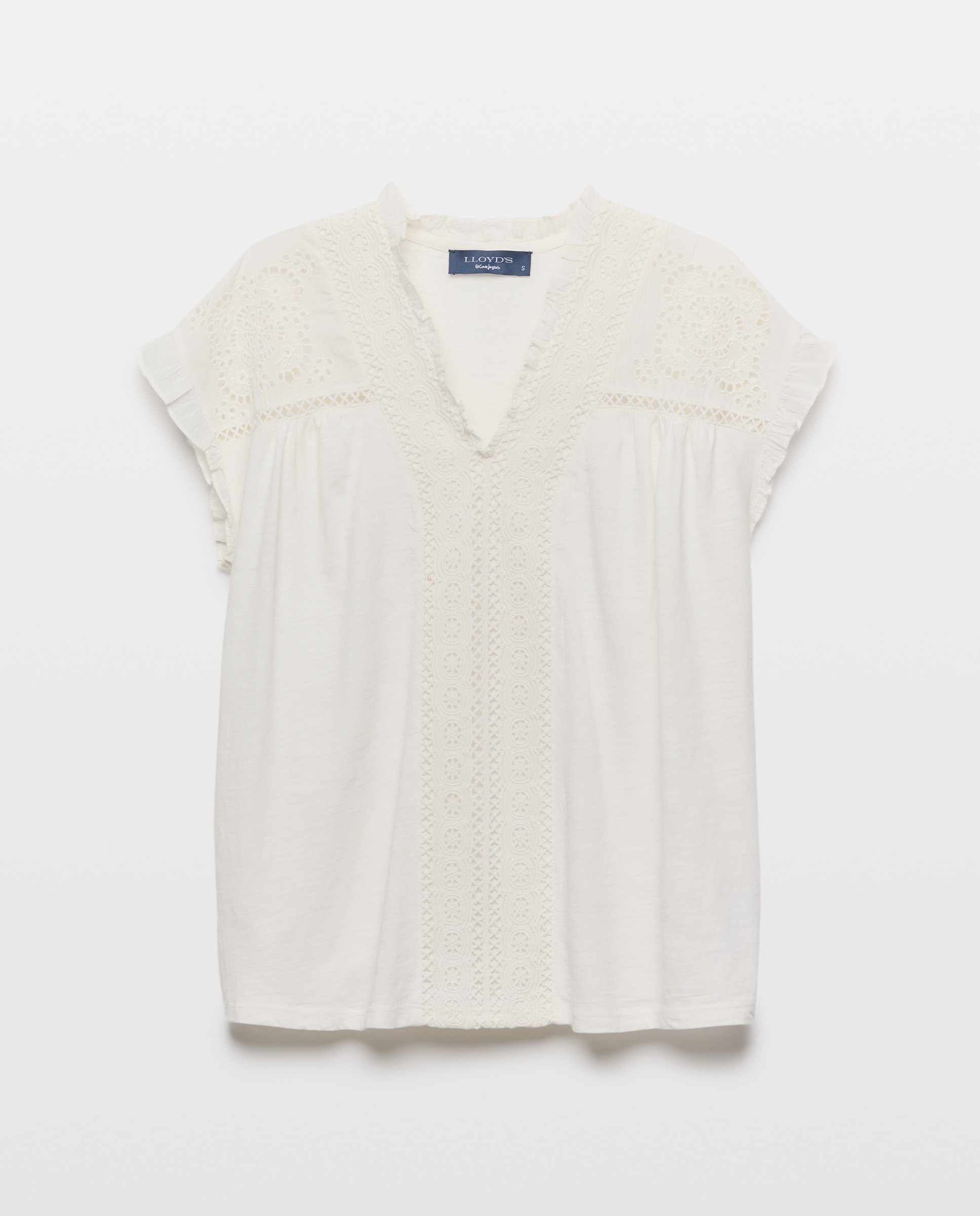Camiseta de mujer volante romántica - Lloyd's - 471 Índigo Blanco roto-5