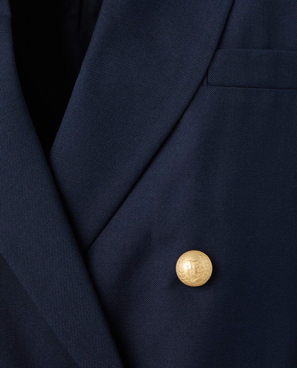 Blazer de Lã Liso Azul-marinho-5