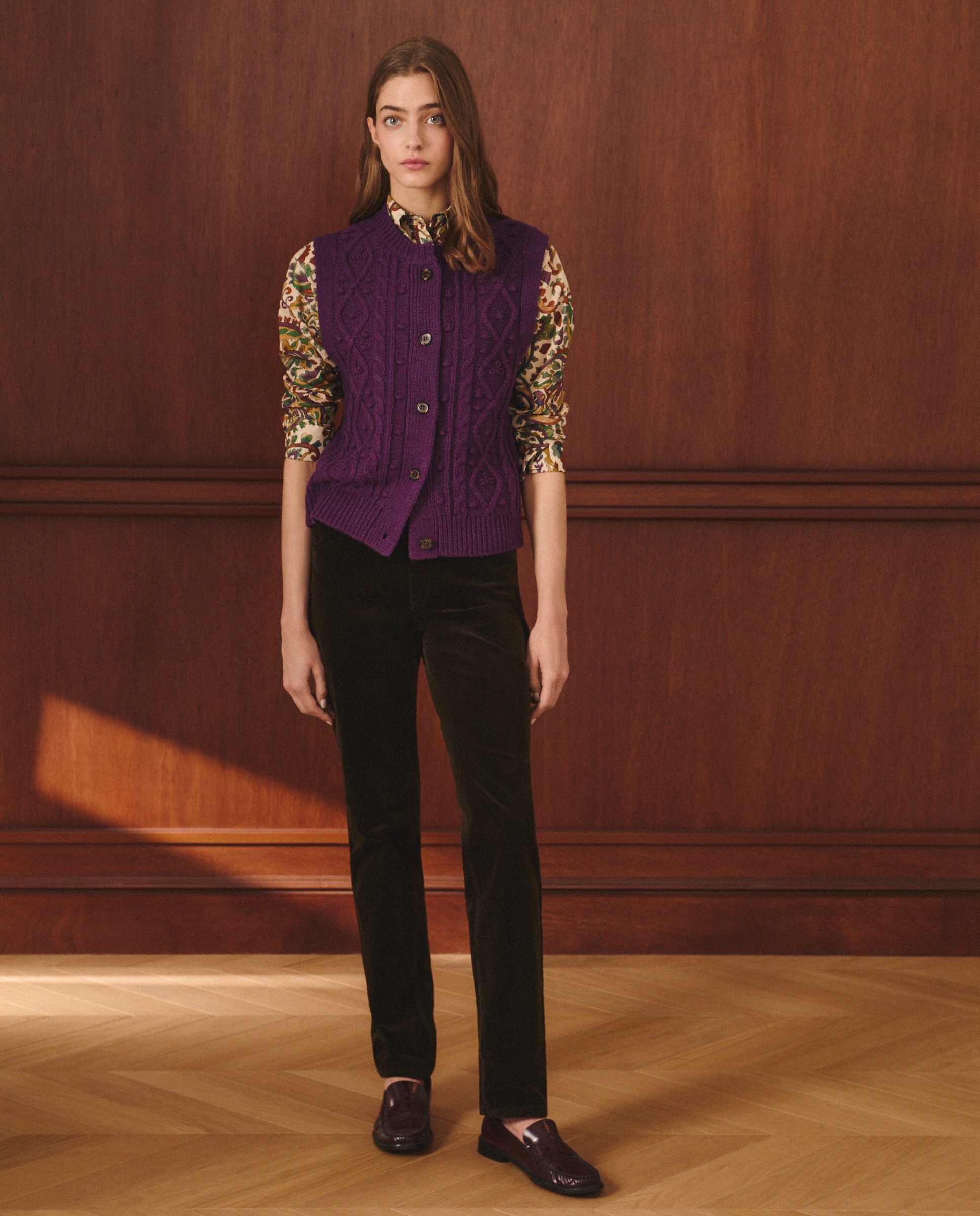 Calças Lisas de Algodão 520 Caqui-1