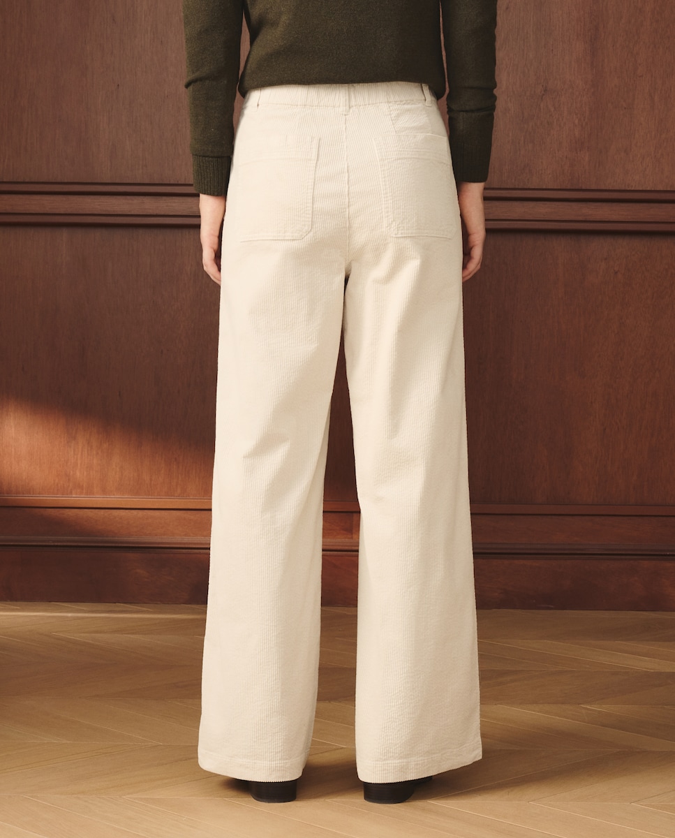 Calças de Bombazina Lisas 120 Cru-3